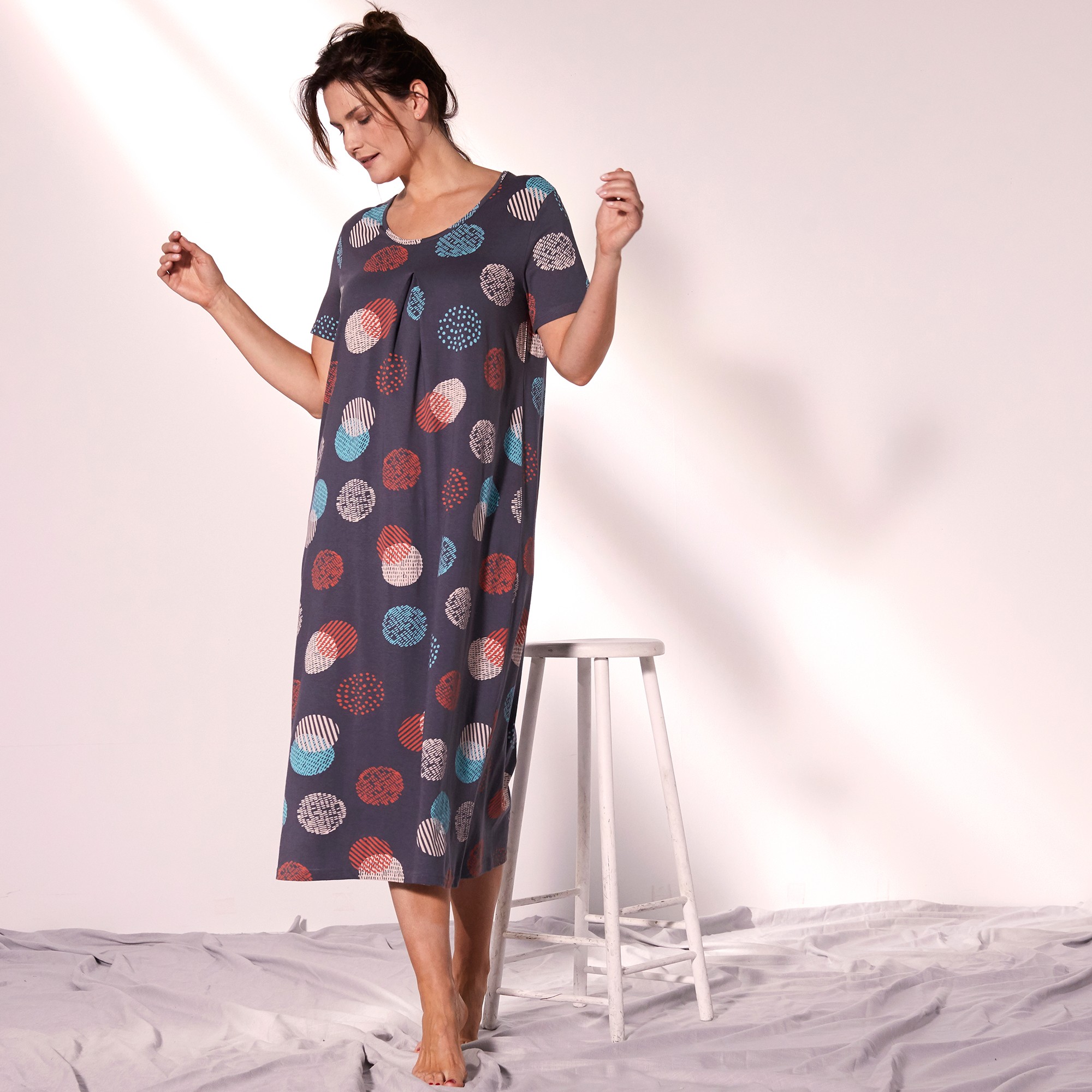 Chemise De Nuit Longue Imprimée Graphique - Blancheporte