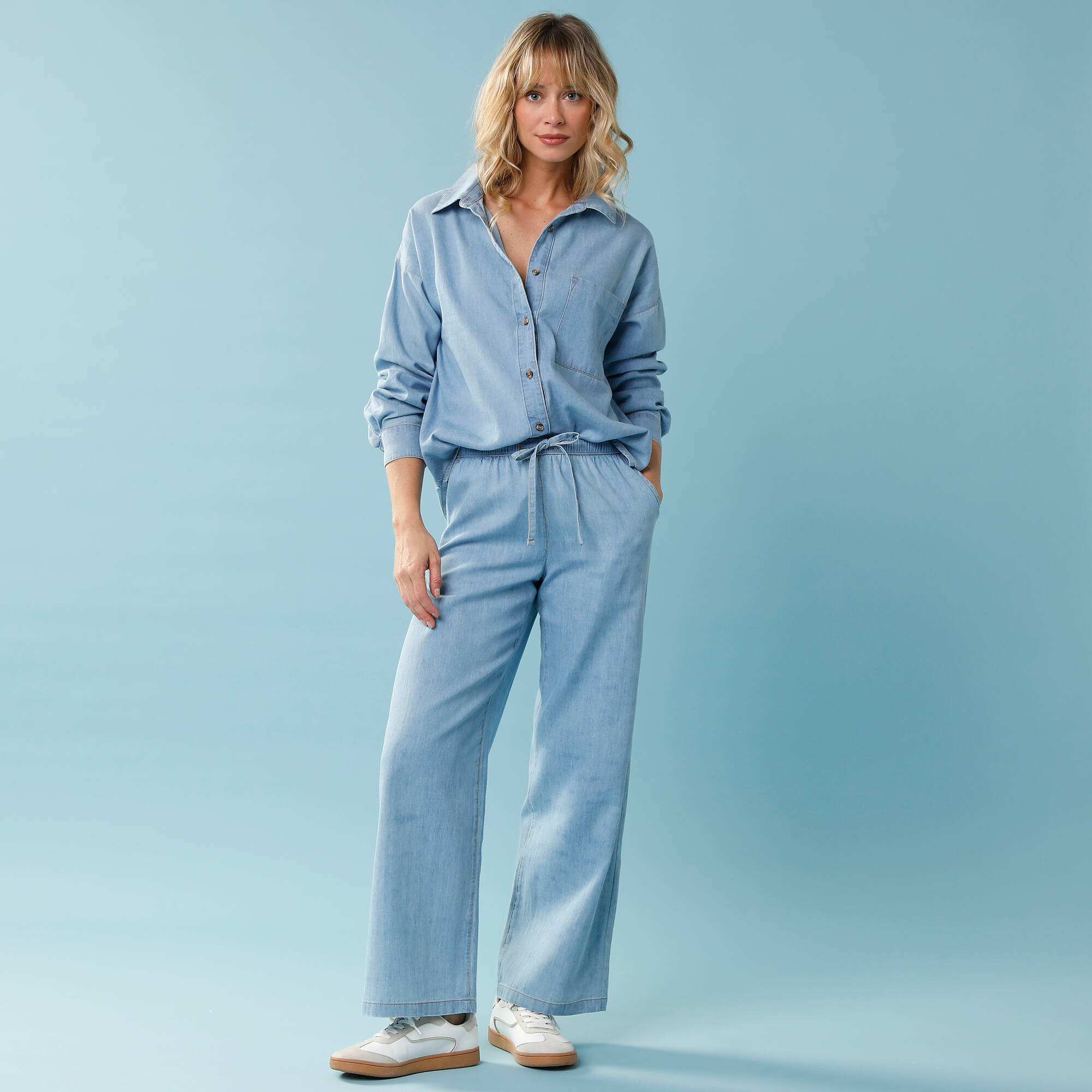 Pantalon large Spcial Petite denim lger - Blancheporte 33$