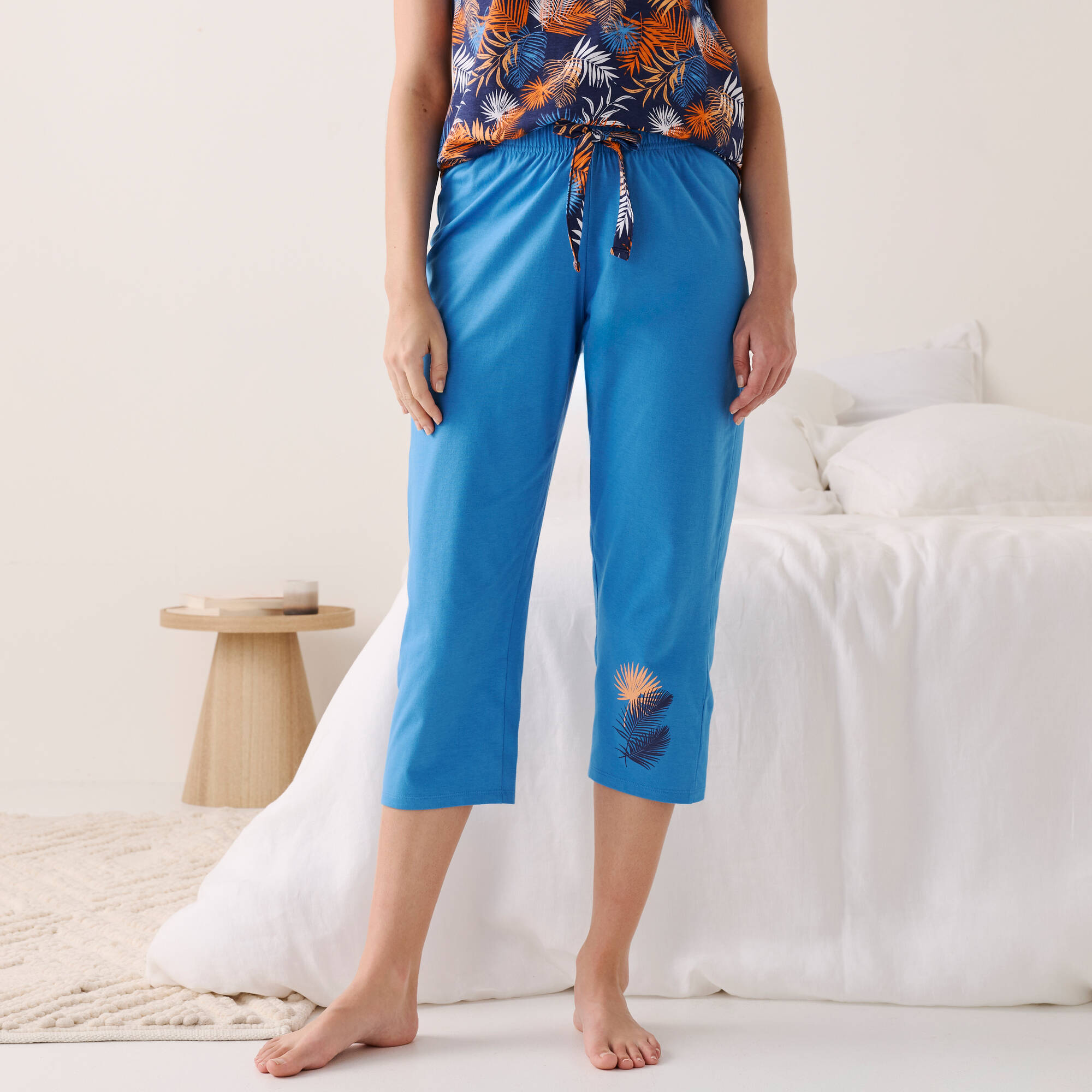 Pantacourt de pyjama en coton - uni tropical - Blancheporte