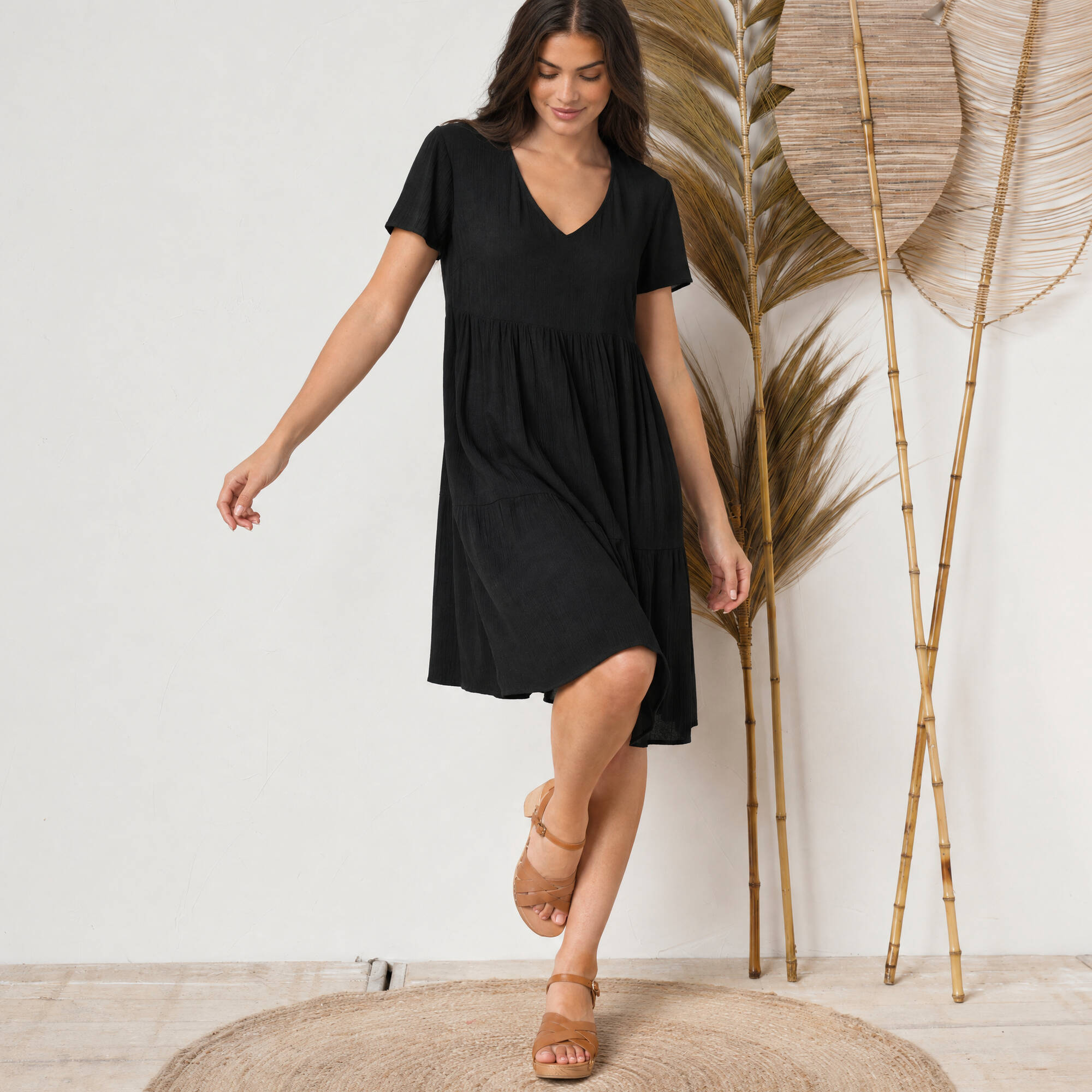 Robe Fluide Noire Blancheporte Taille 52 - Manches Trois-quarts - Neuve Sans étiquettes