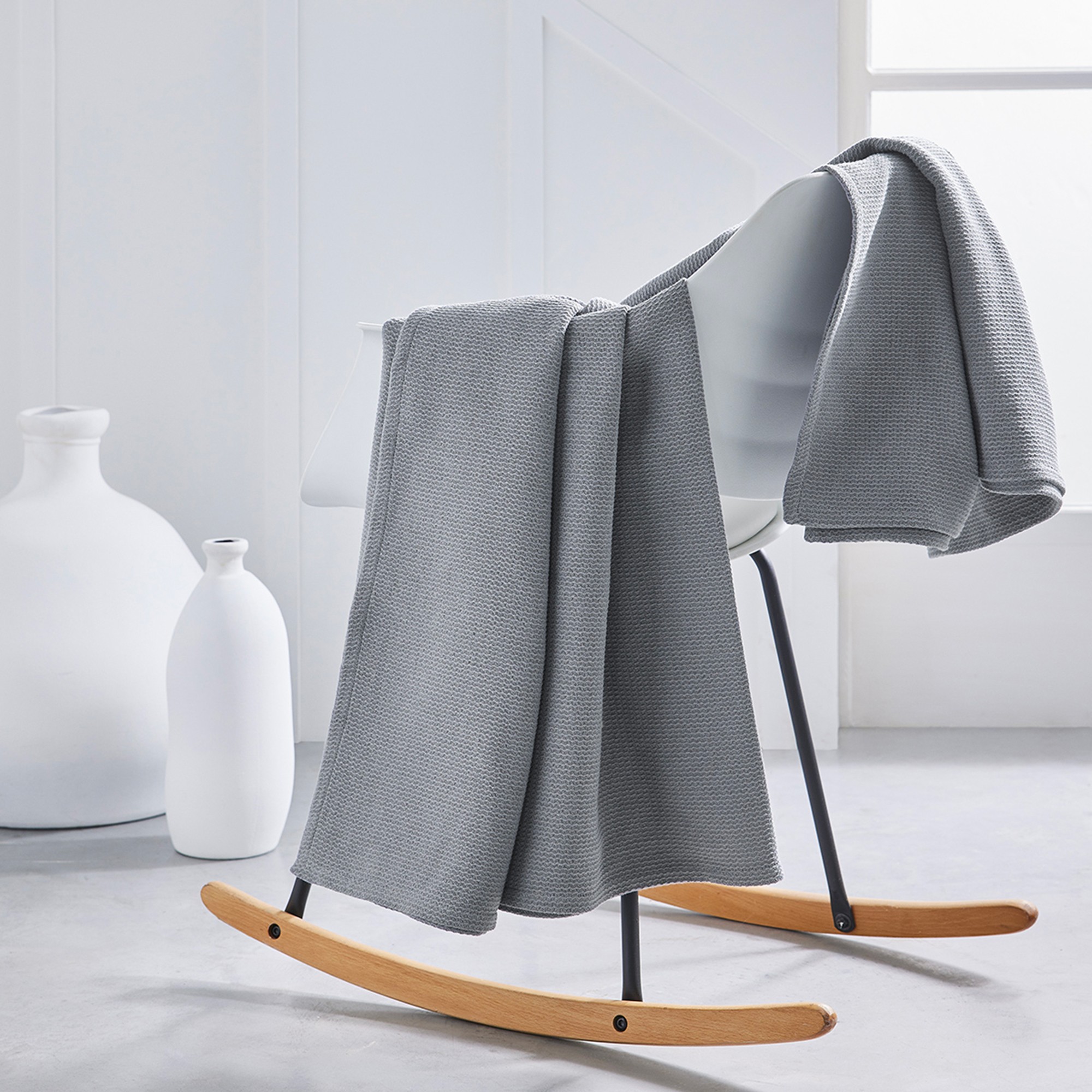 Jeté De Canapé Ou Plaid Uni Nid D’abeille - Coton - Blancheporte