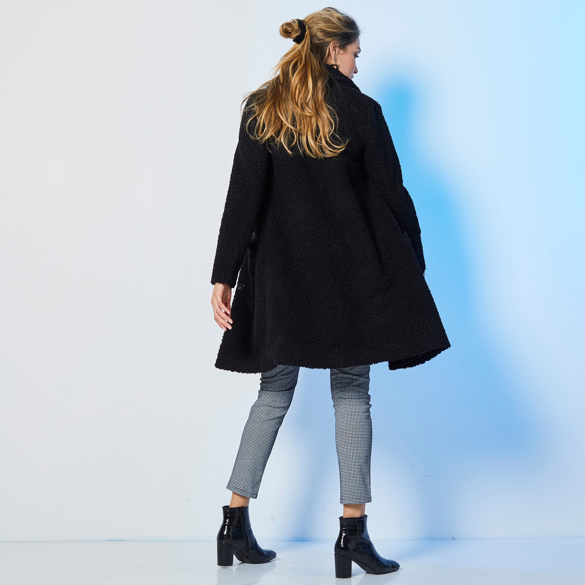 Manteau bouclette noir best sale femme