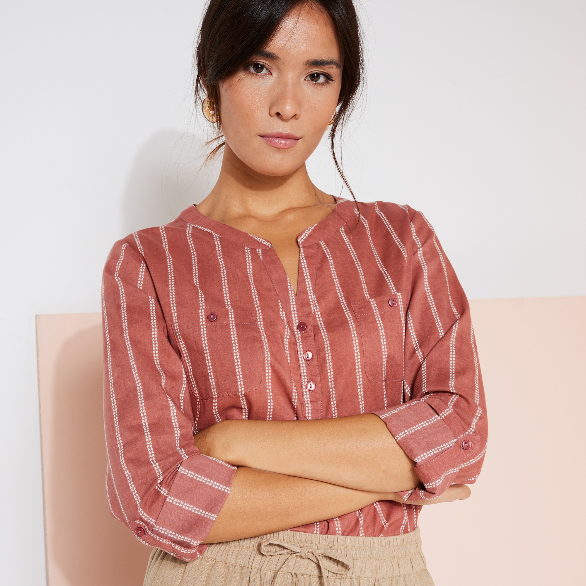 Tunique Rayée Manches Retroussables - Blancheporte