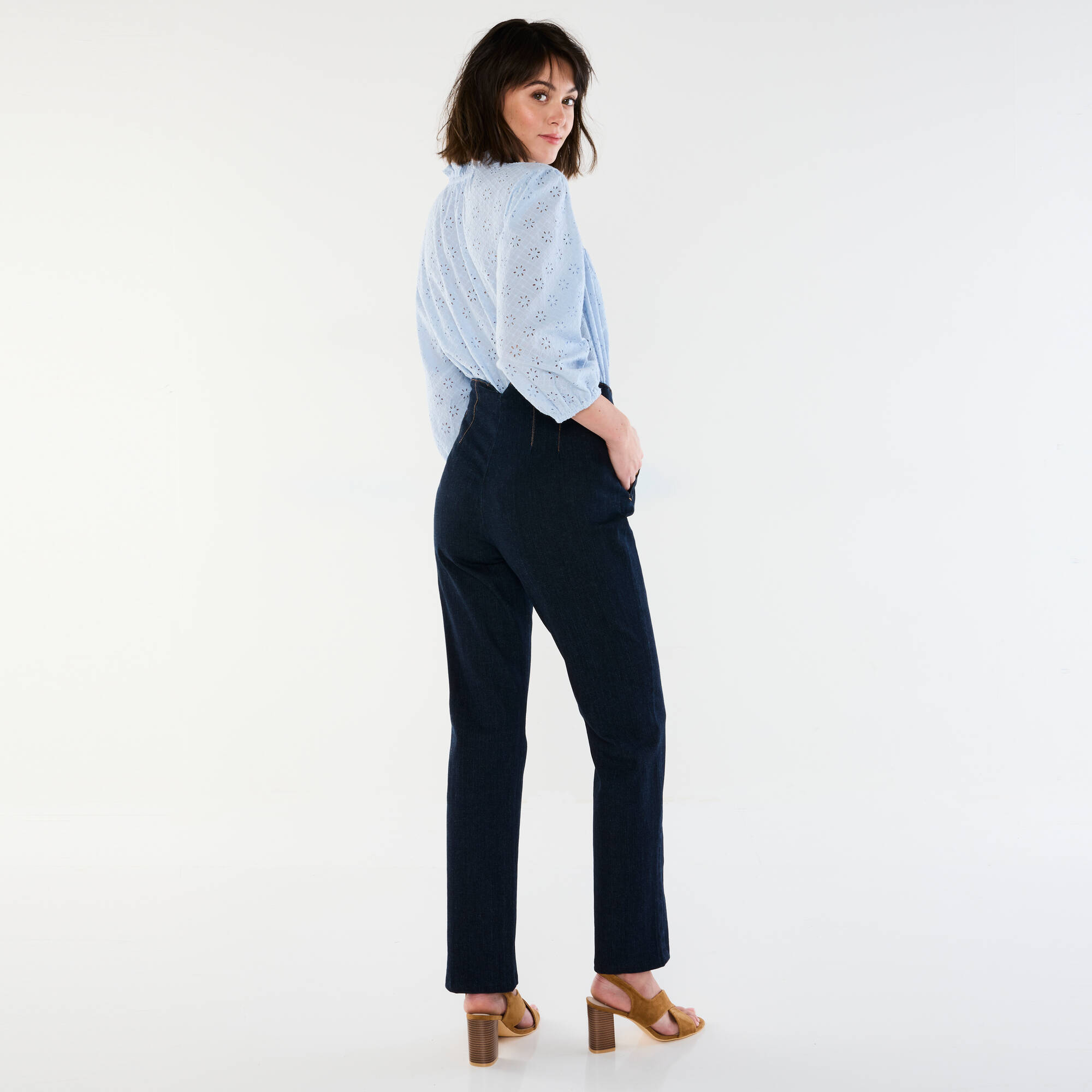 Chemisier Bleu Clair à Rayures Blanches Brodé Sportalm Taille 42 - Occasion Très Bon état - Manches 3/4