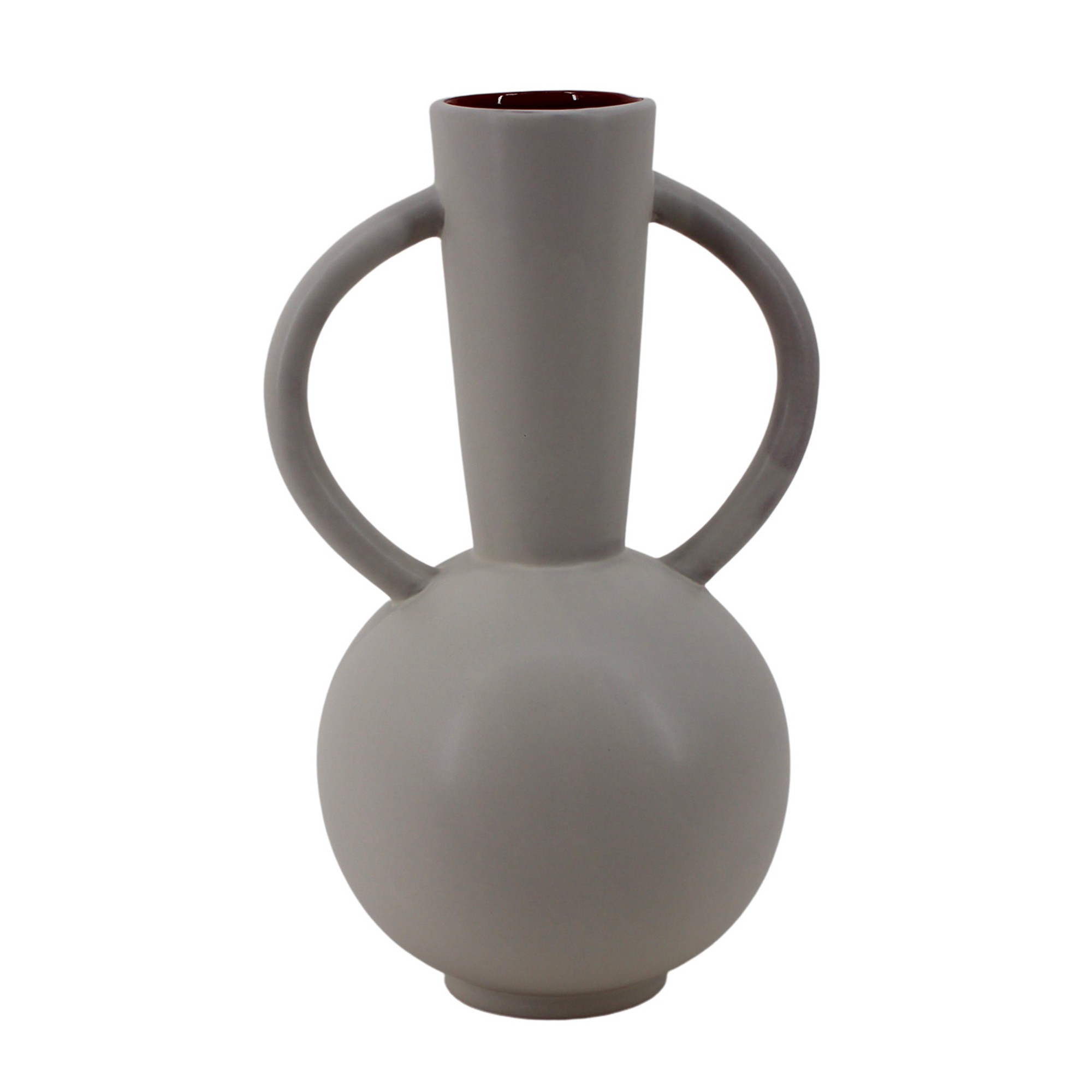 Vase Rond Céramique, Double Anses - Hauteur 29,5 Cm - Blancheporte