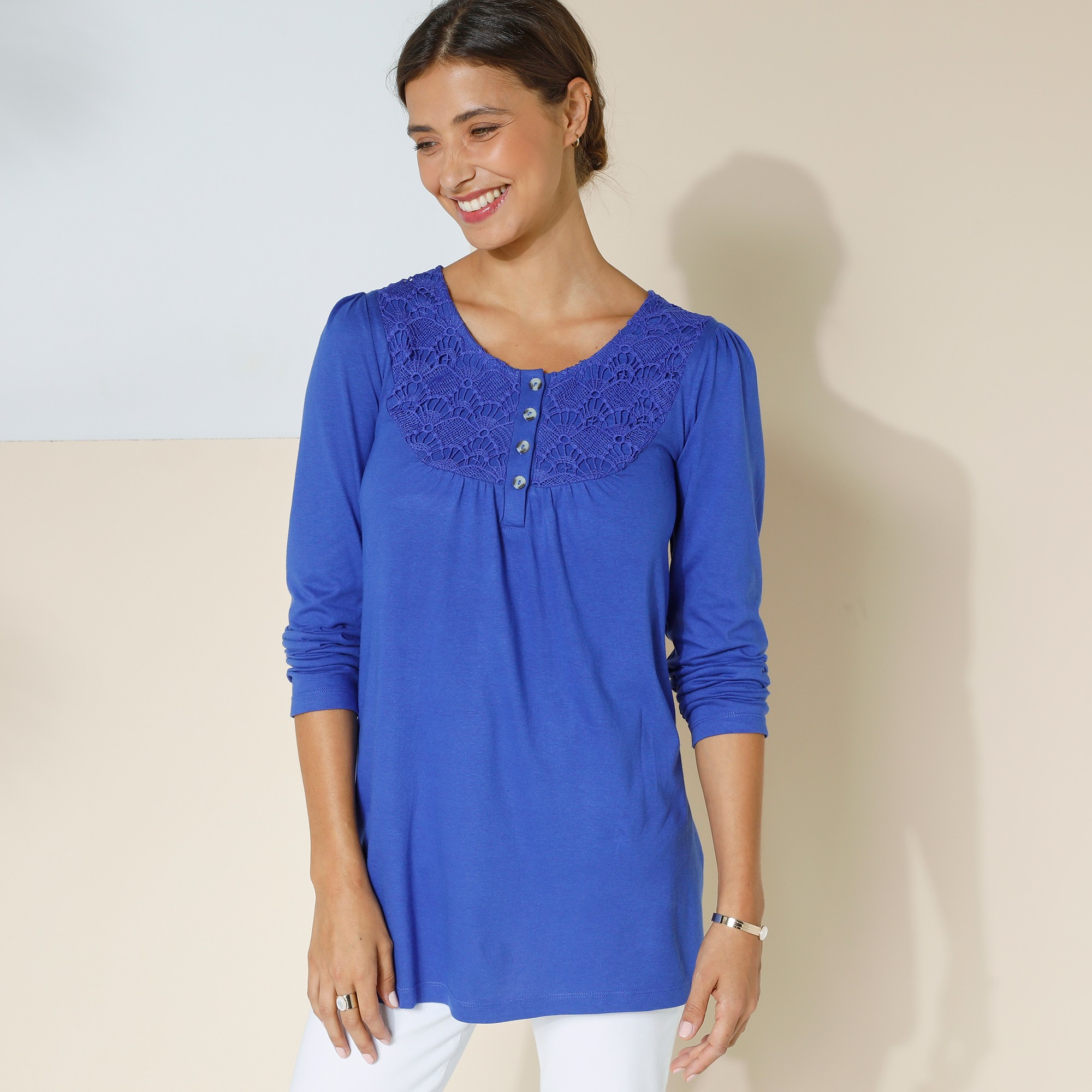 Tunique Macramé Manches Longues - Blancheporte