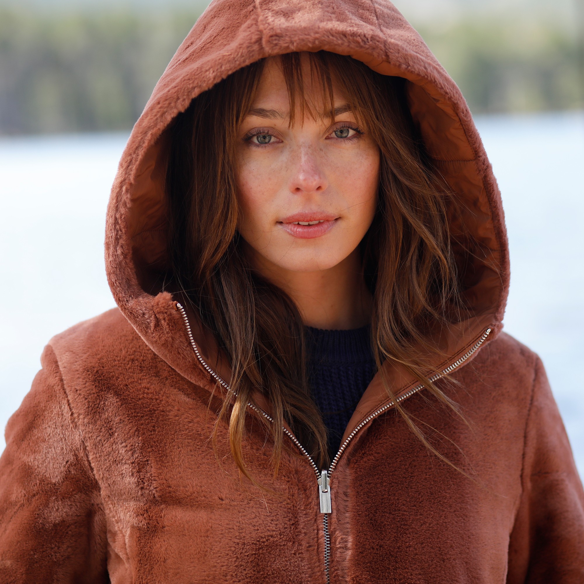 Veste fausse fourrure r versible en doudoune caramel Blancheporte