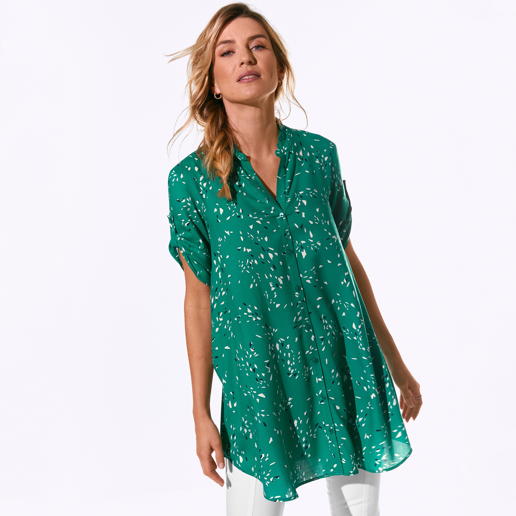 Tunique Col Tunisien Boutonnée Imprimée - Blancheporte