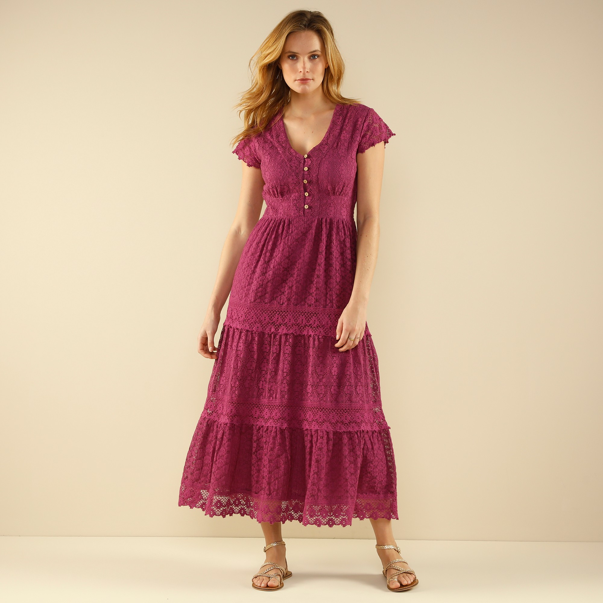 Robe Longue Dentelle Macramé - Lora Zellini