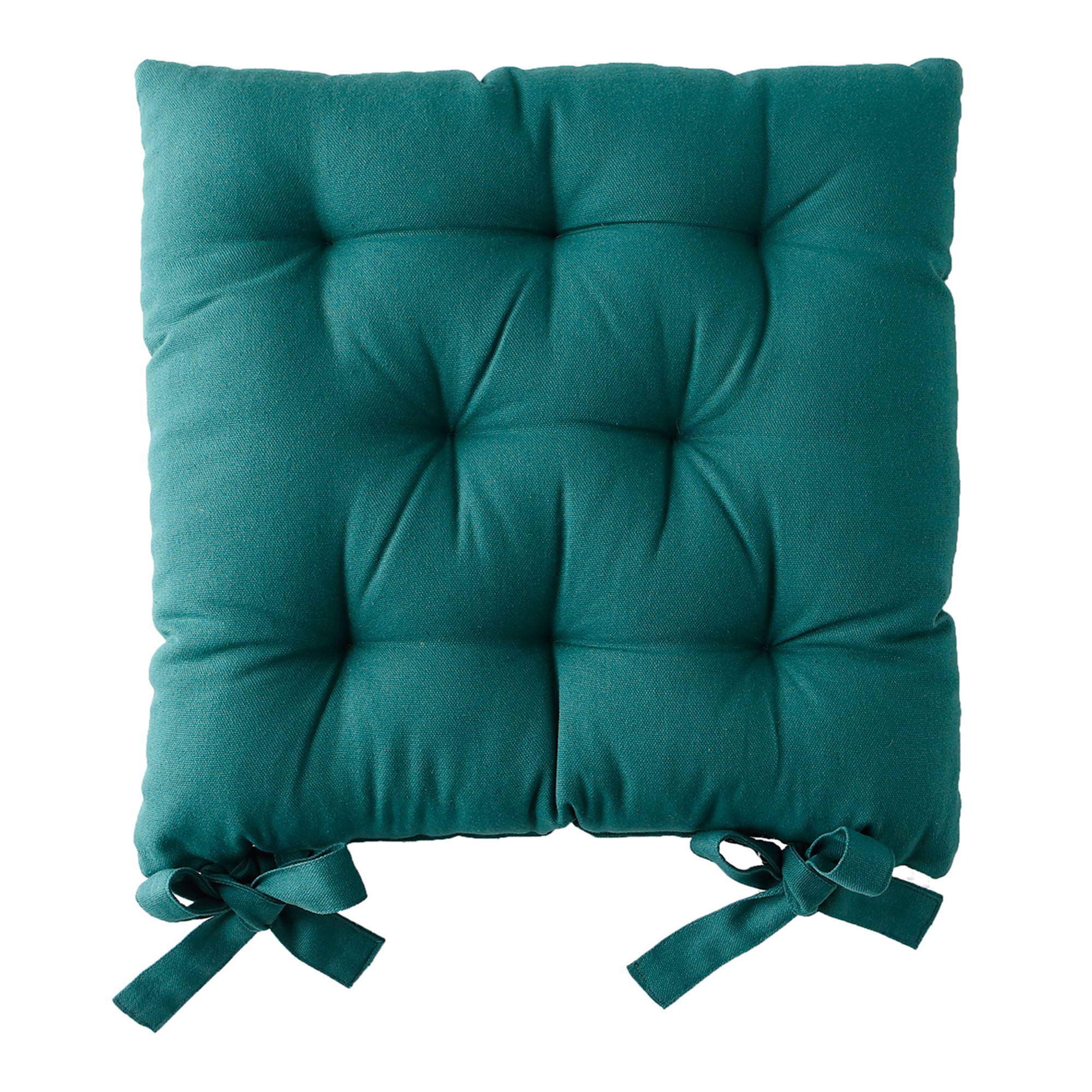 Galette de chaise carrée unie coton bachette - Lot De 2 Galettes De Chaise : 40x40cm - Vert - Colomb
