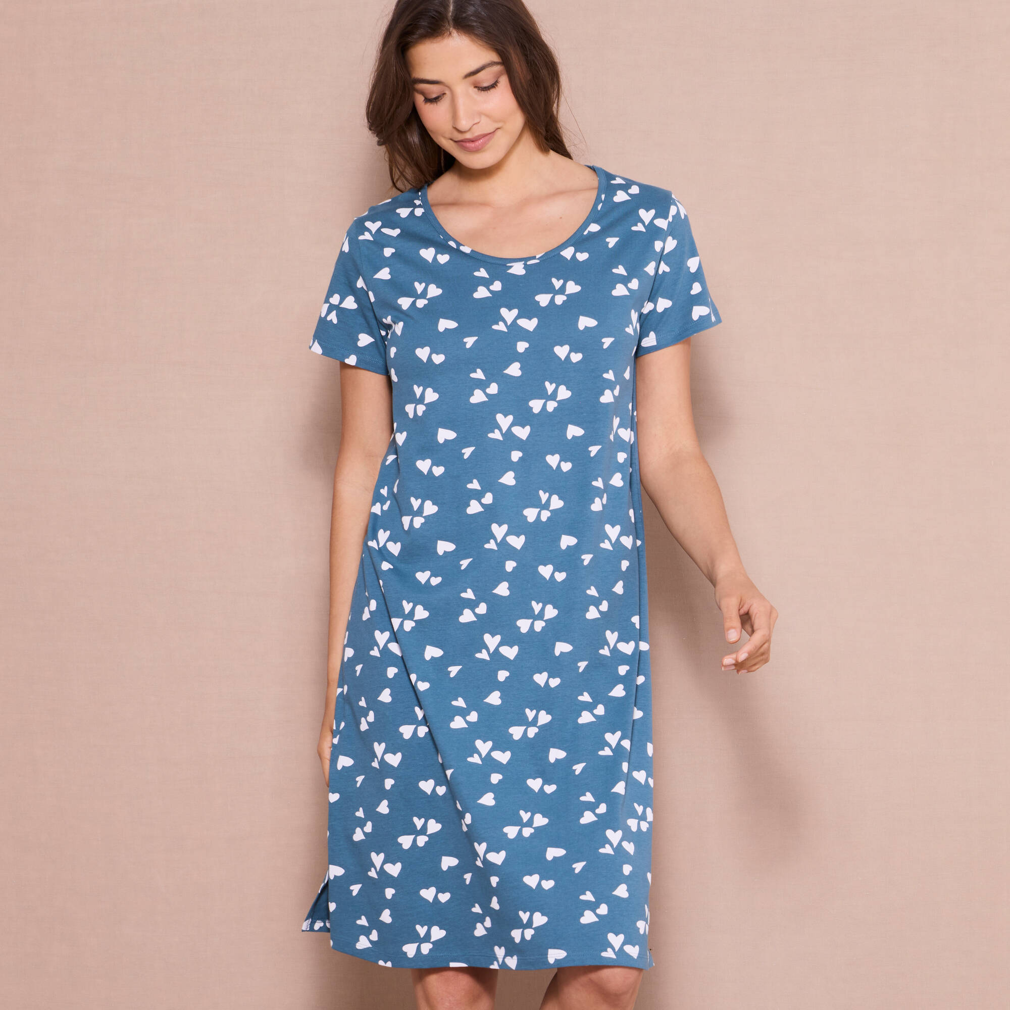 Chemise De Nuit Courte Imprimée ''cœurs'' - Blancheporte