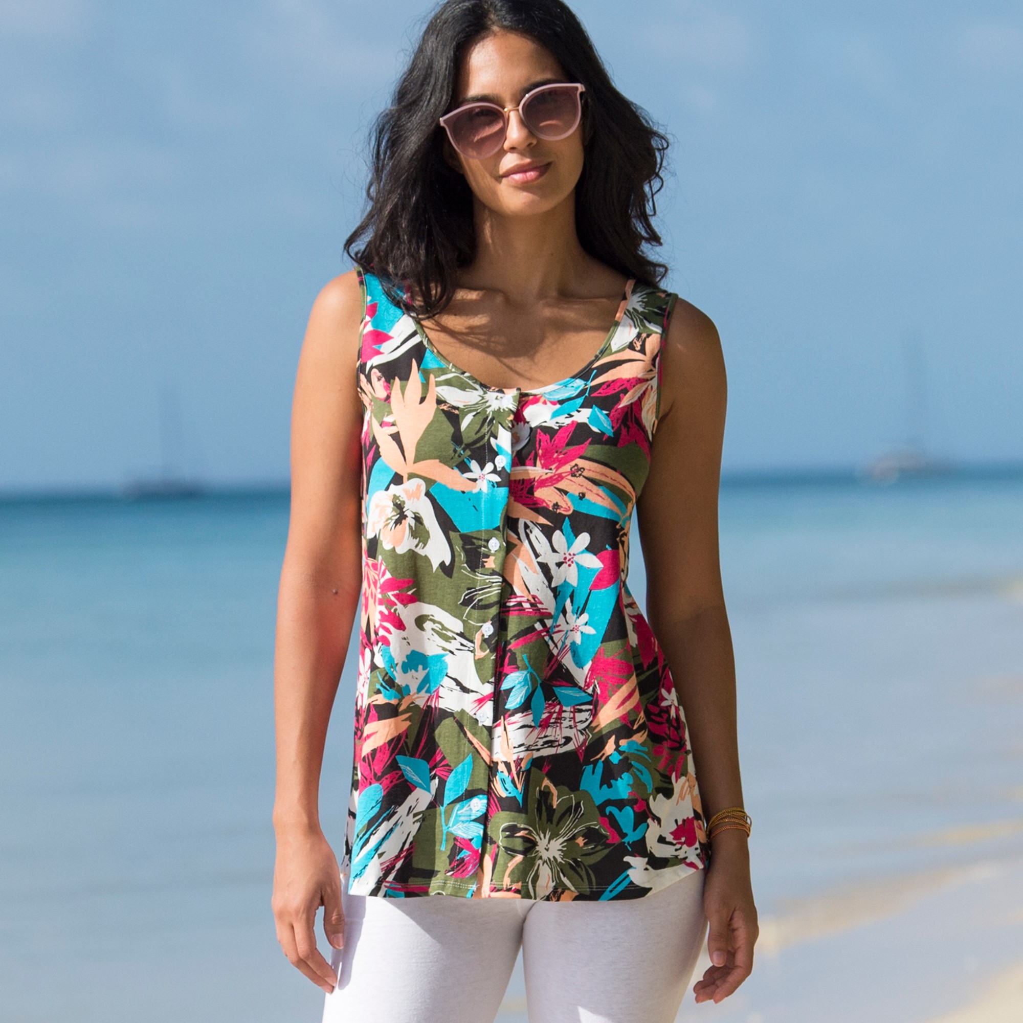 Tunique Imprimée Boutonnée - Blancheporte