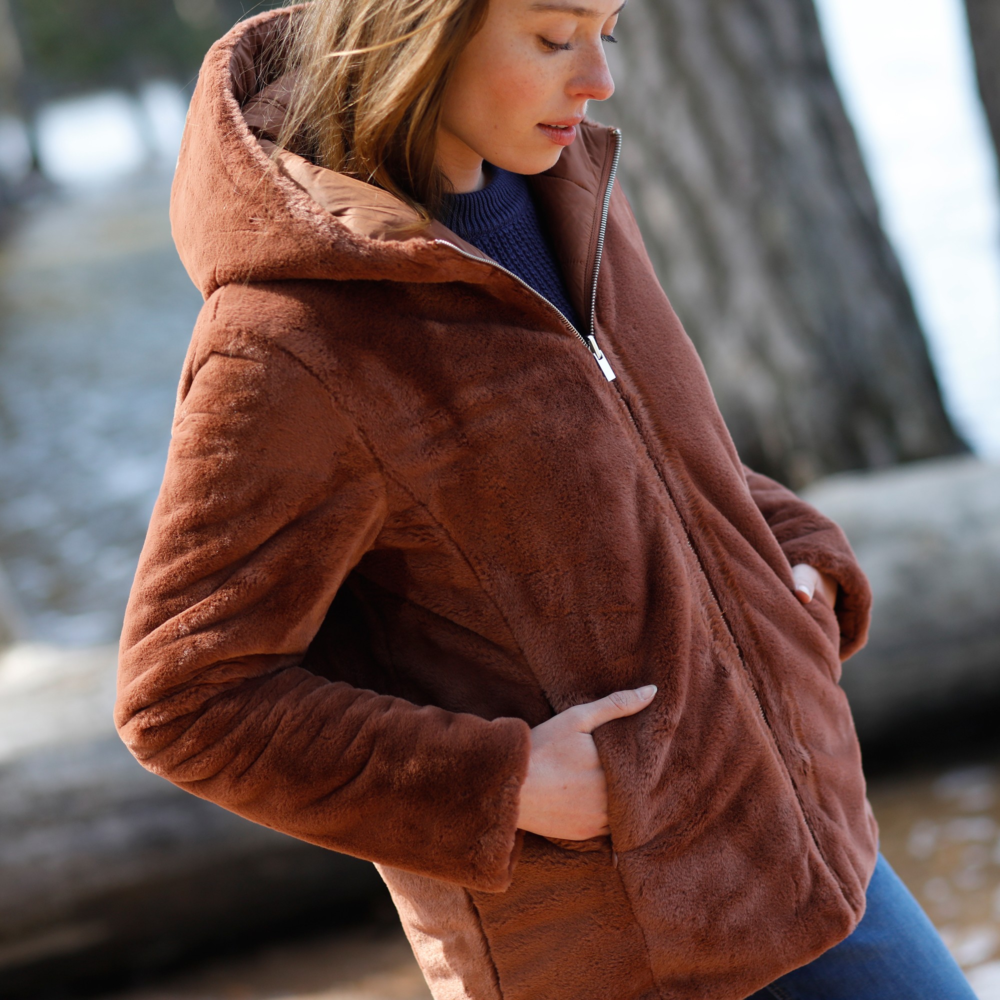 Doudoune reversible fourrure clearance