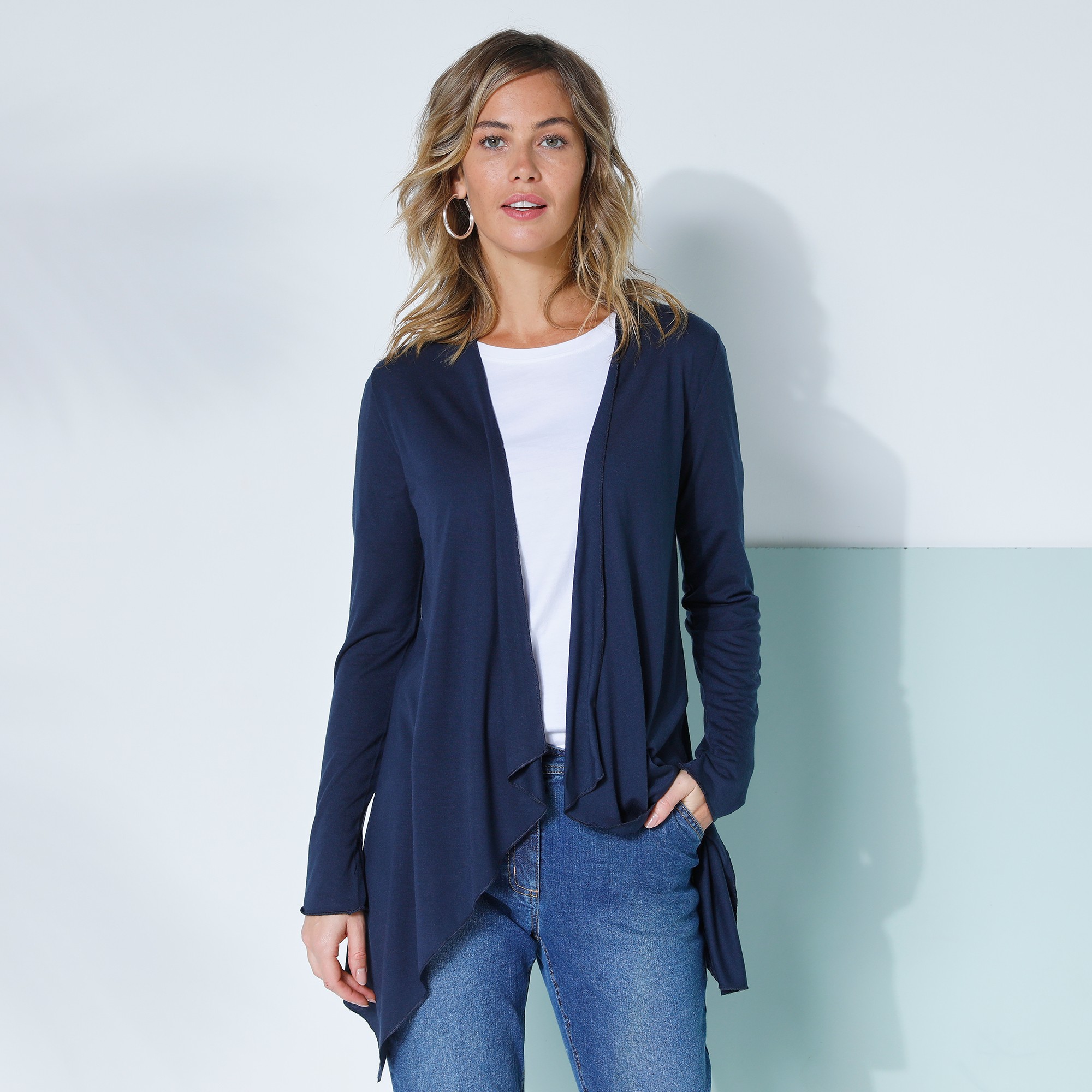 Gilet À Pans Manches Longues, Maille Fluide - Blancheporte