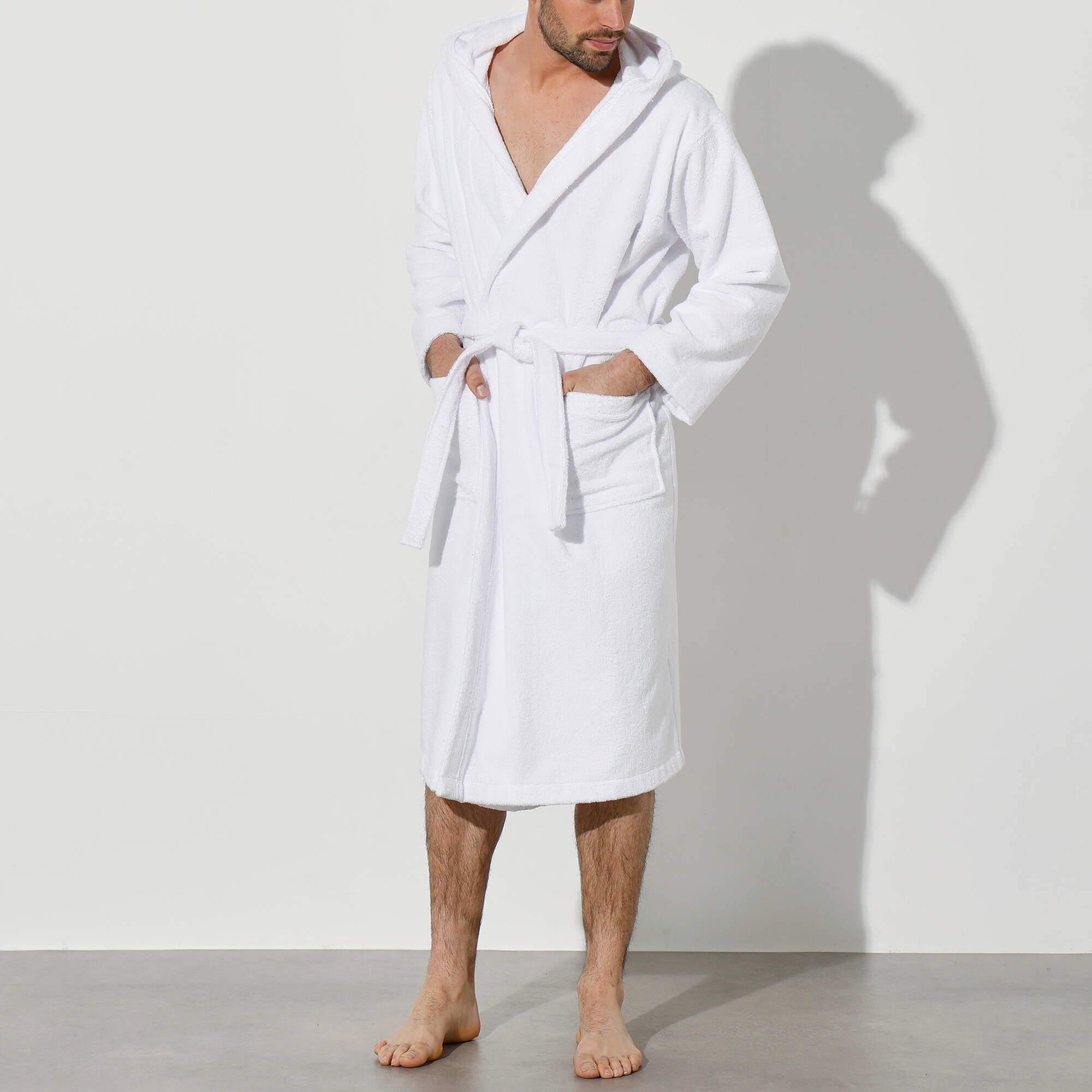 Peignoir De Bain Moelleux Avec Capuche - Coton éponge Absorbant, Longueur Totale, Unisexe Adulte