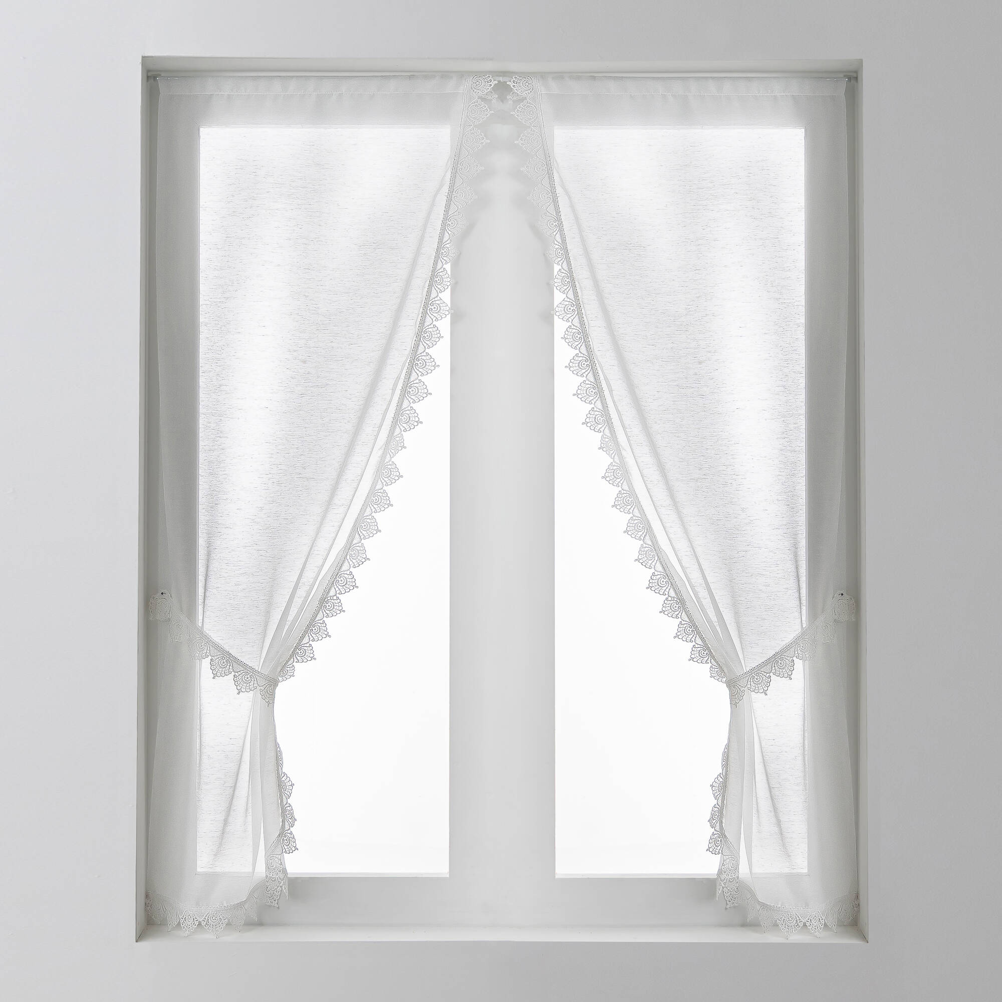 Rideau macramé finition passe-tringle embrasse assortie - la paire - Blancheporte