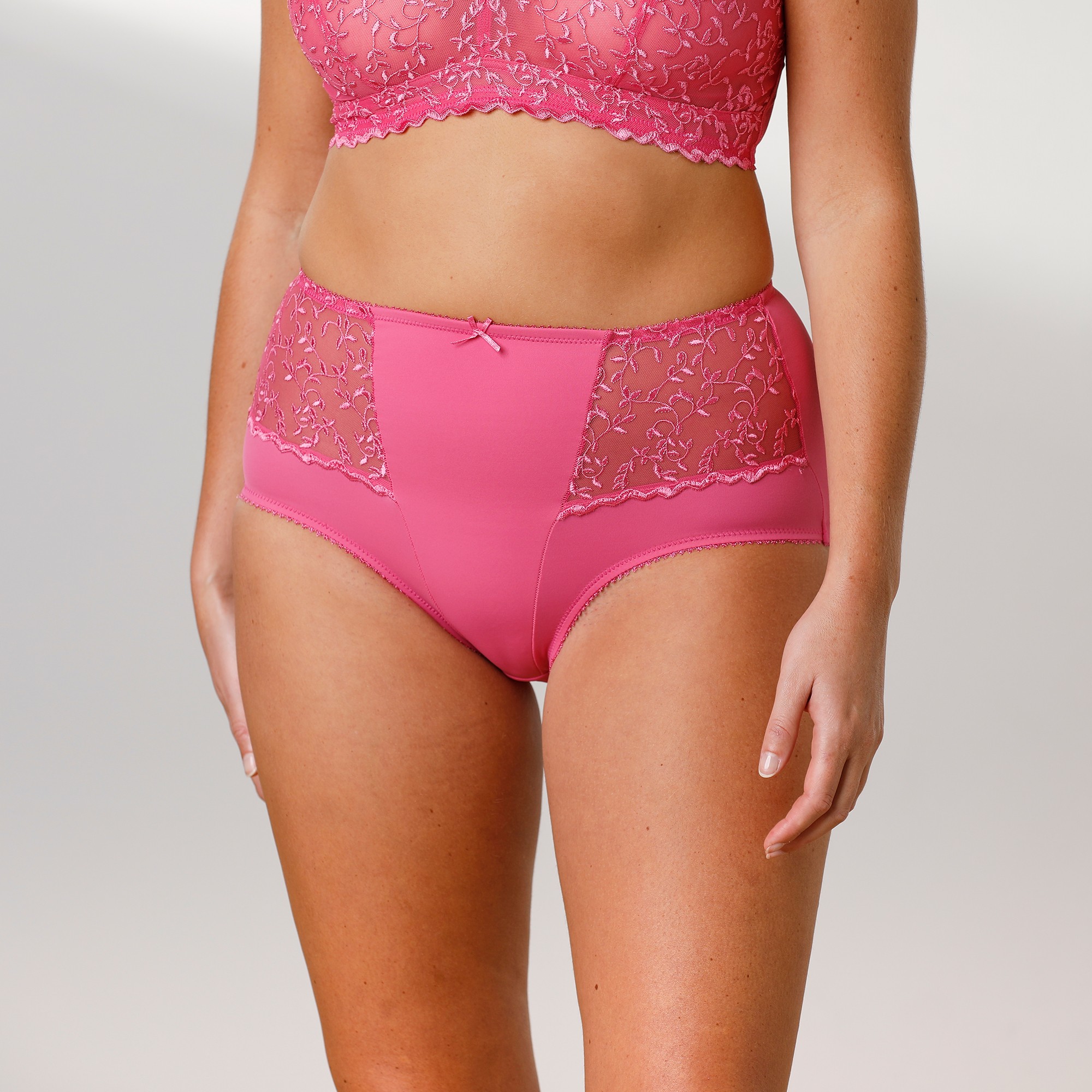 Culotte taille haute microfibre et tulle brodé stretch Batlow - Lot de 2 - 54/56 - Rose - Confidence