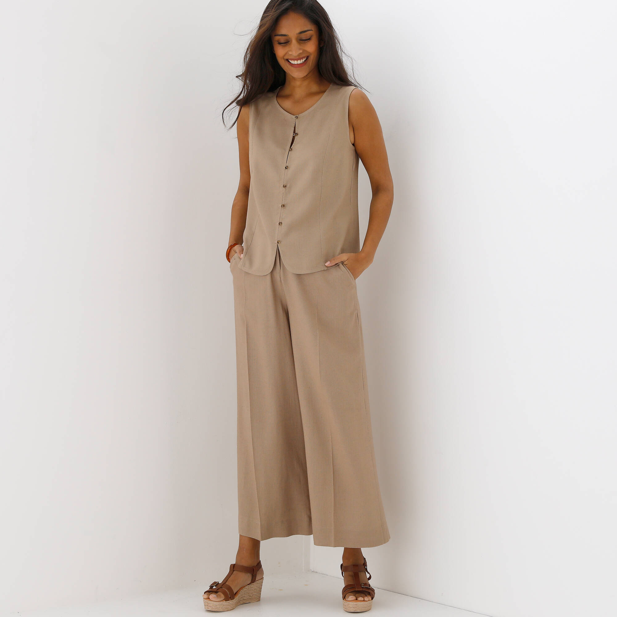 Chemisier sans manches en lin mlang - Blancheporte 30 €