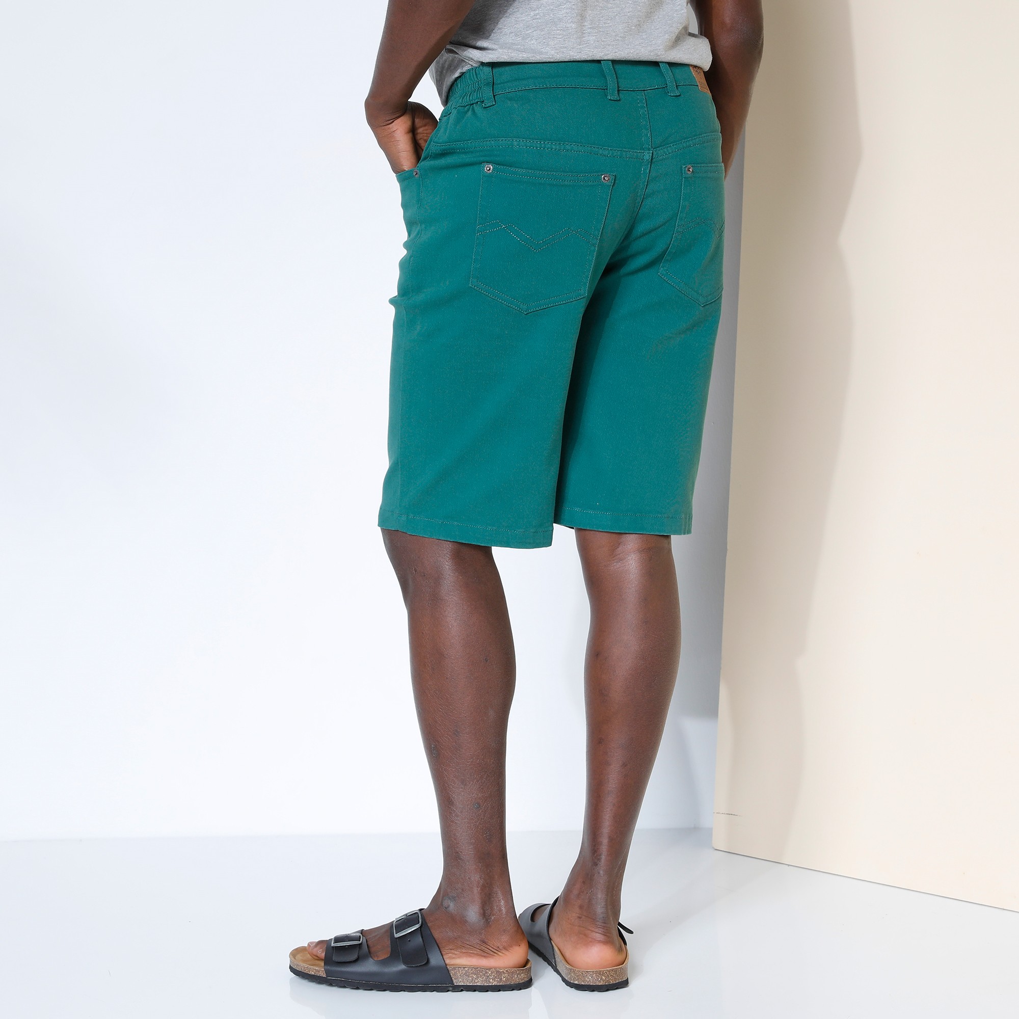Bermuda 5 poches stretch ceinture elastiquee cotes vert sapin Blancheporte