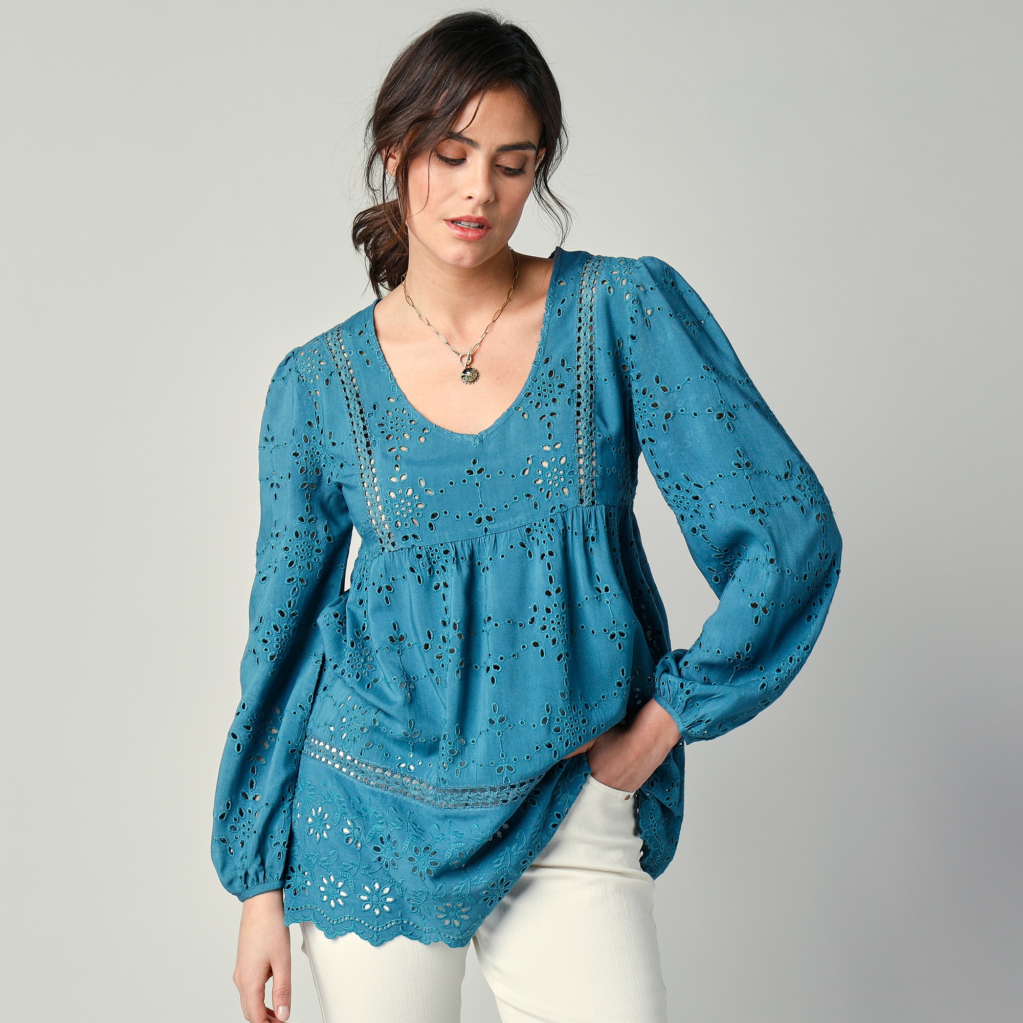 Tunique En Broderie Anglaise Et Macramé - Blancheporte