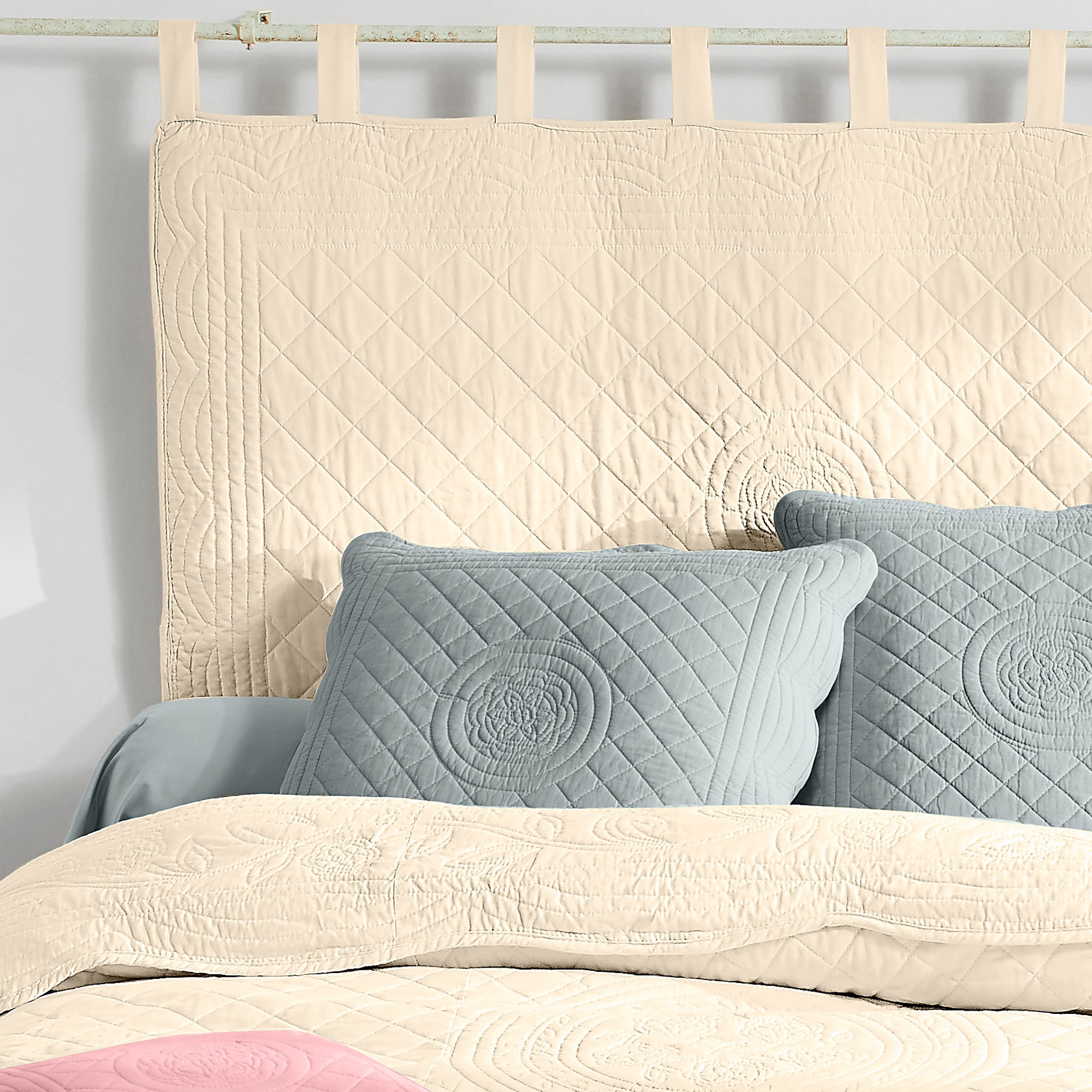 Tête de lit unie coton style boutis Cassandre - Tête De Lit : 80x160cm - Écru - Colombine