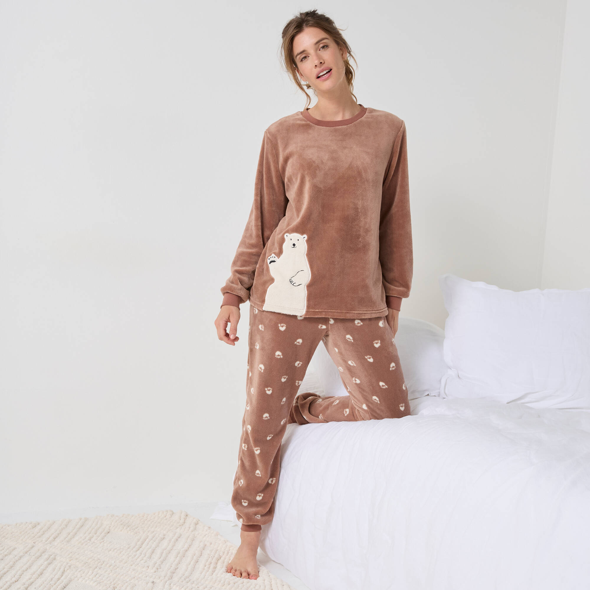 Pyjama polaire ''ours blanc,'' manches longues - Blancheporte