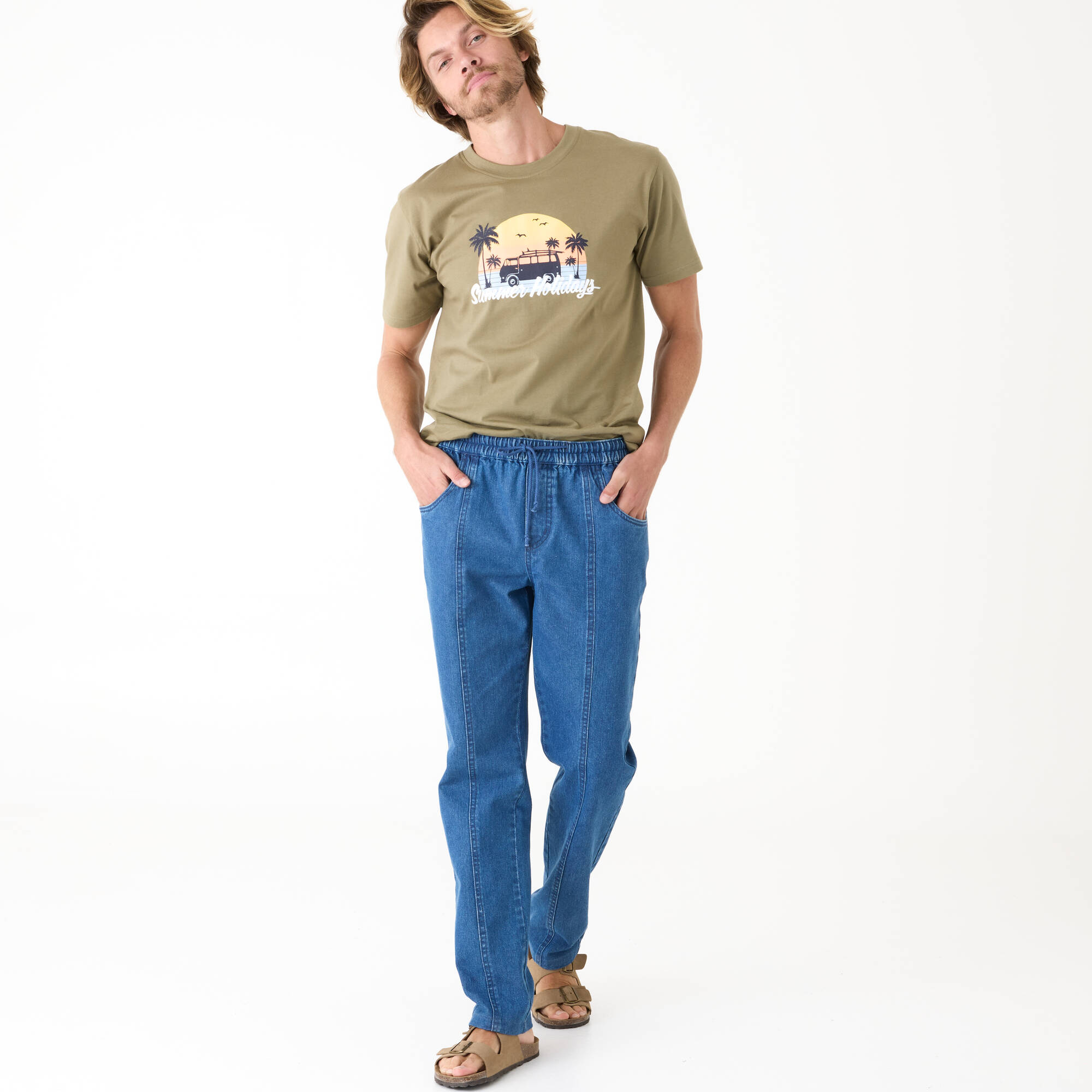 Pantalon denim lger lastiqu - Blancheporte 18 €