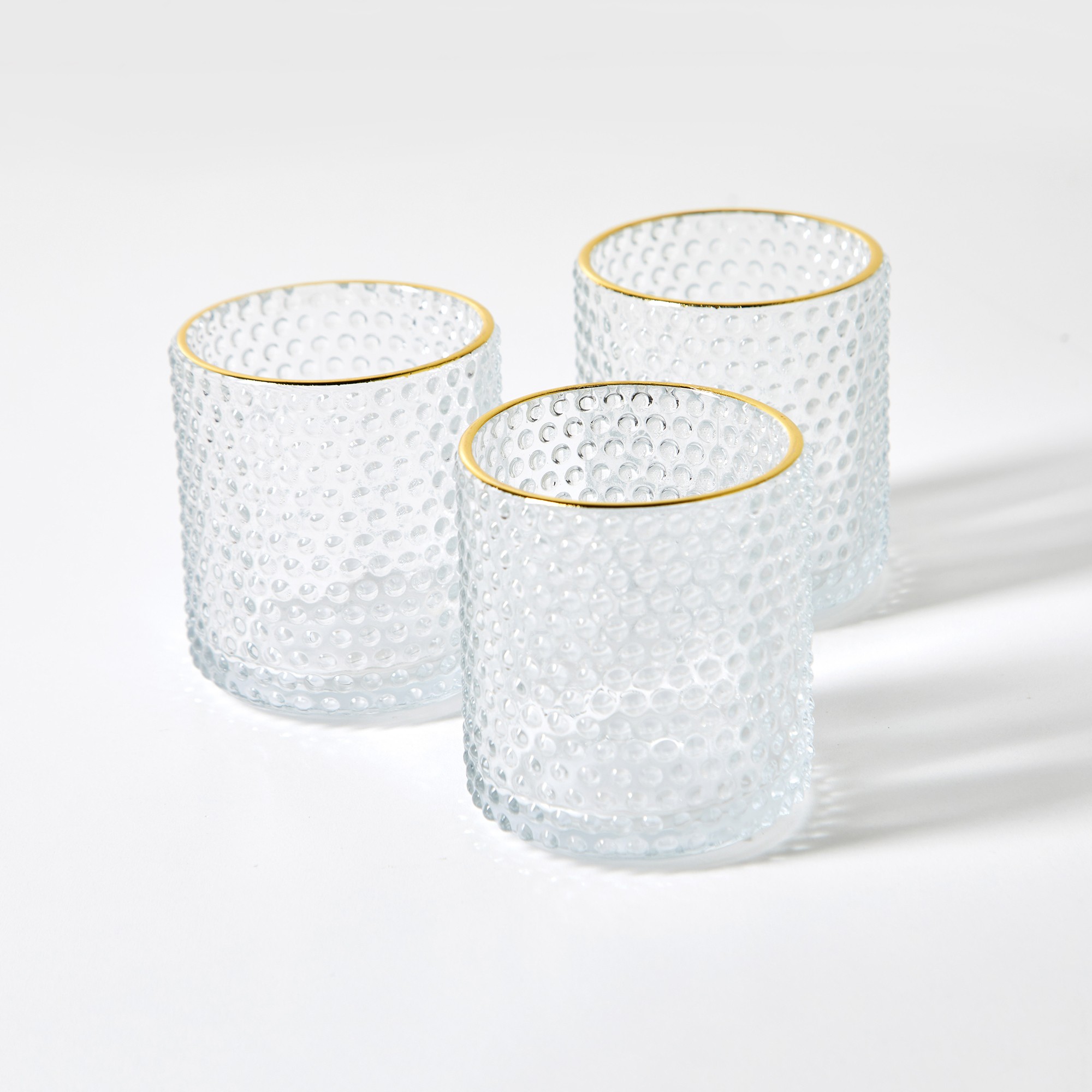 Photophore Verre Liseré Doré - Lot De 3 - Blancheporte