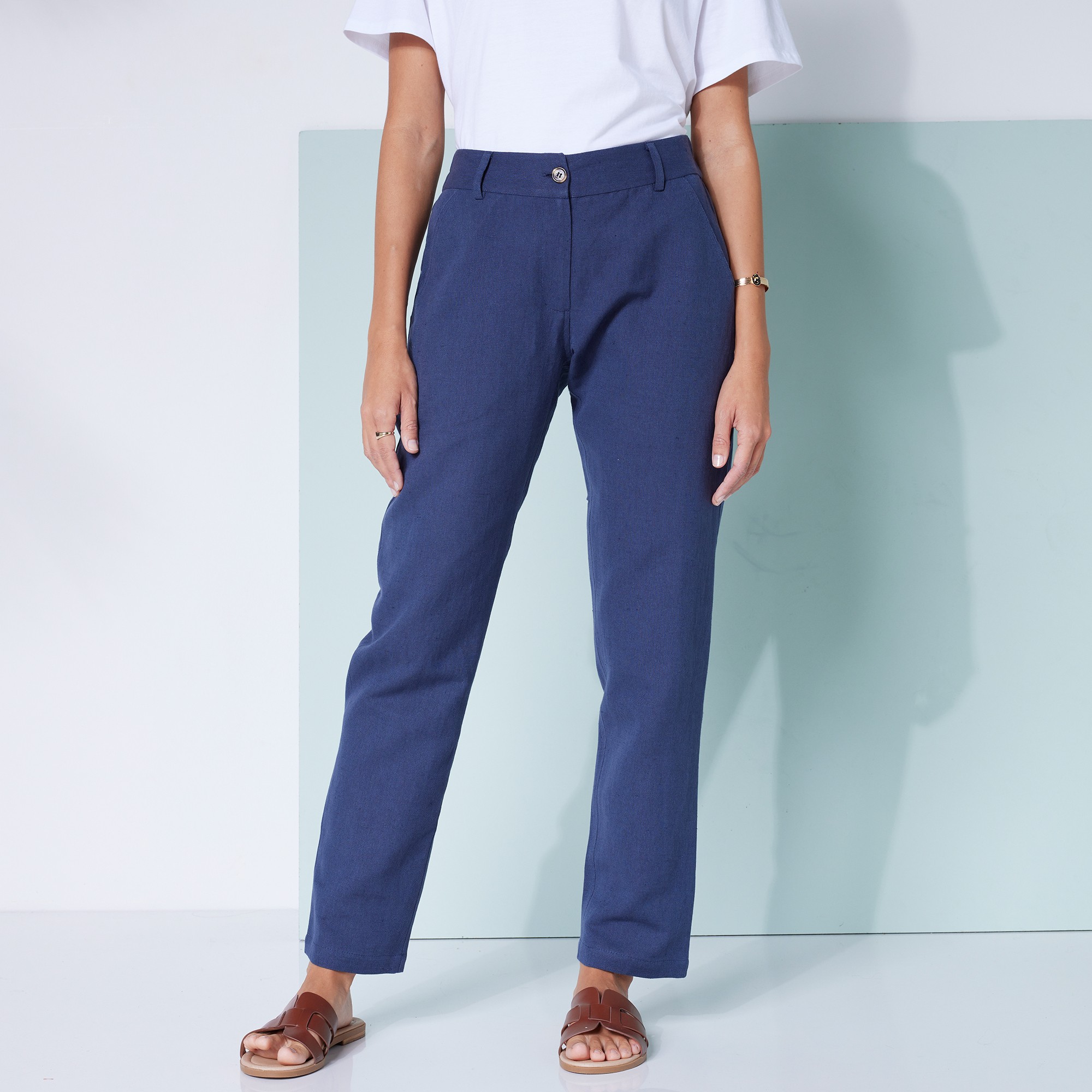 Pantalon Chino, Lin Coton - Blancheporte