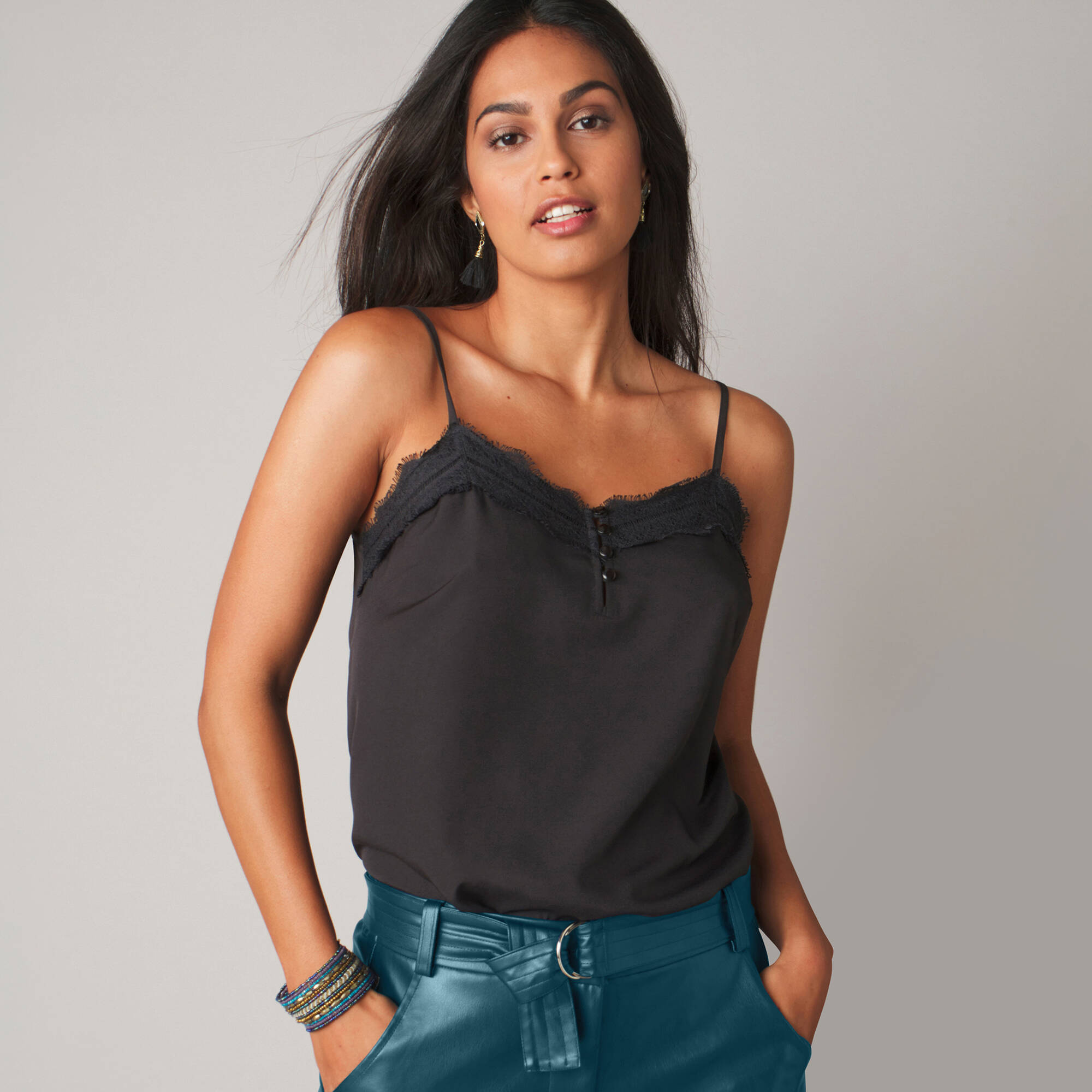 Caraco Dentelle Fines Bretelles, Crêpe - Blancheporte