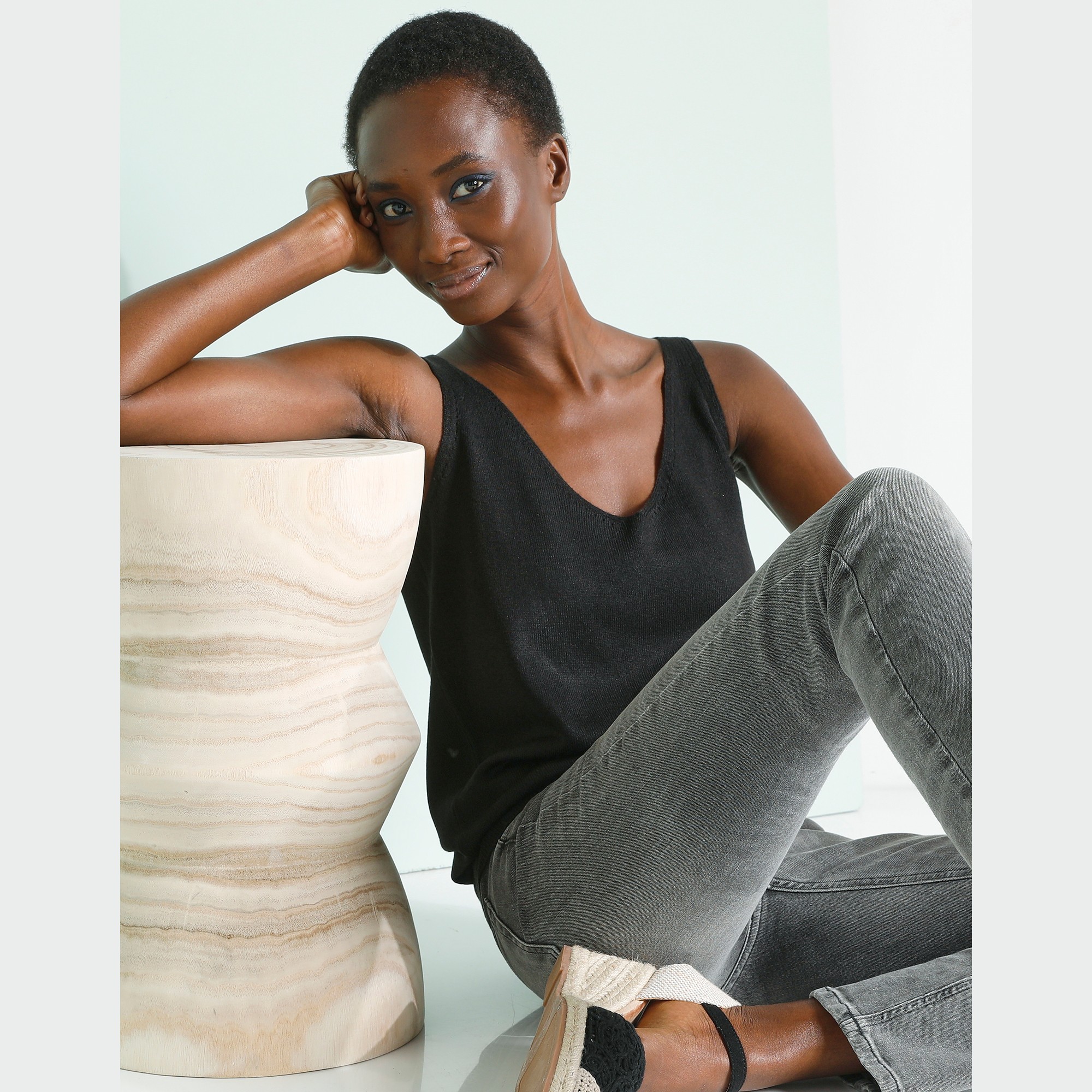 Pull Sans Manches Col V, Toucher Doux - Blancheporte