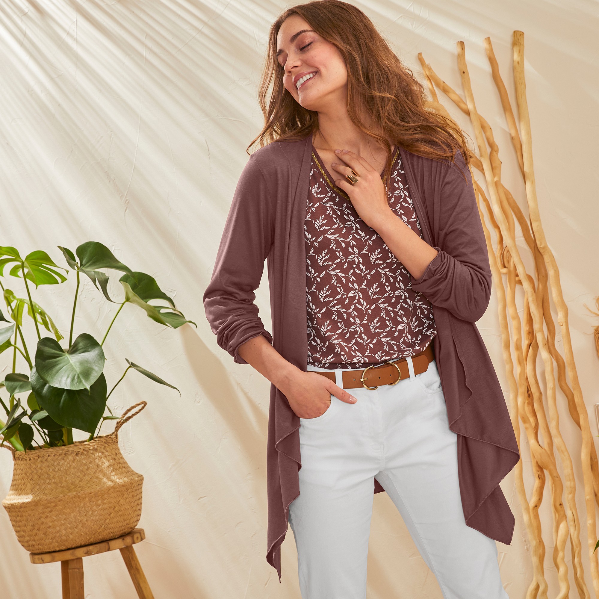 Gilet À Pans Manches Longues, Maille Fluide - Blancheporte