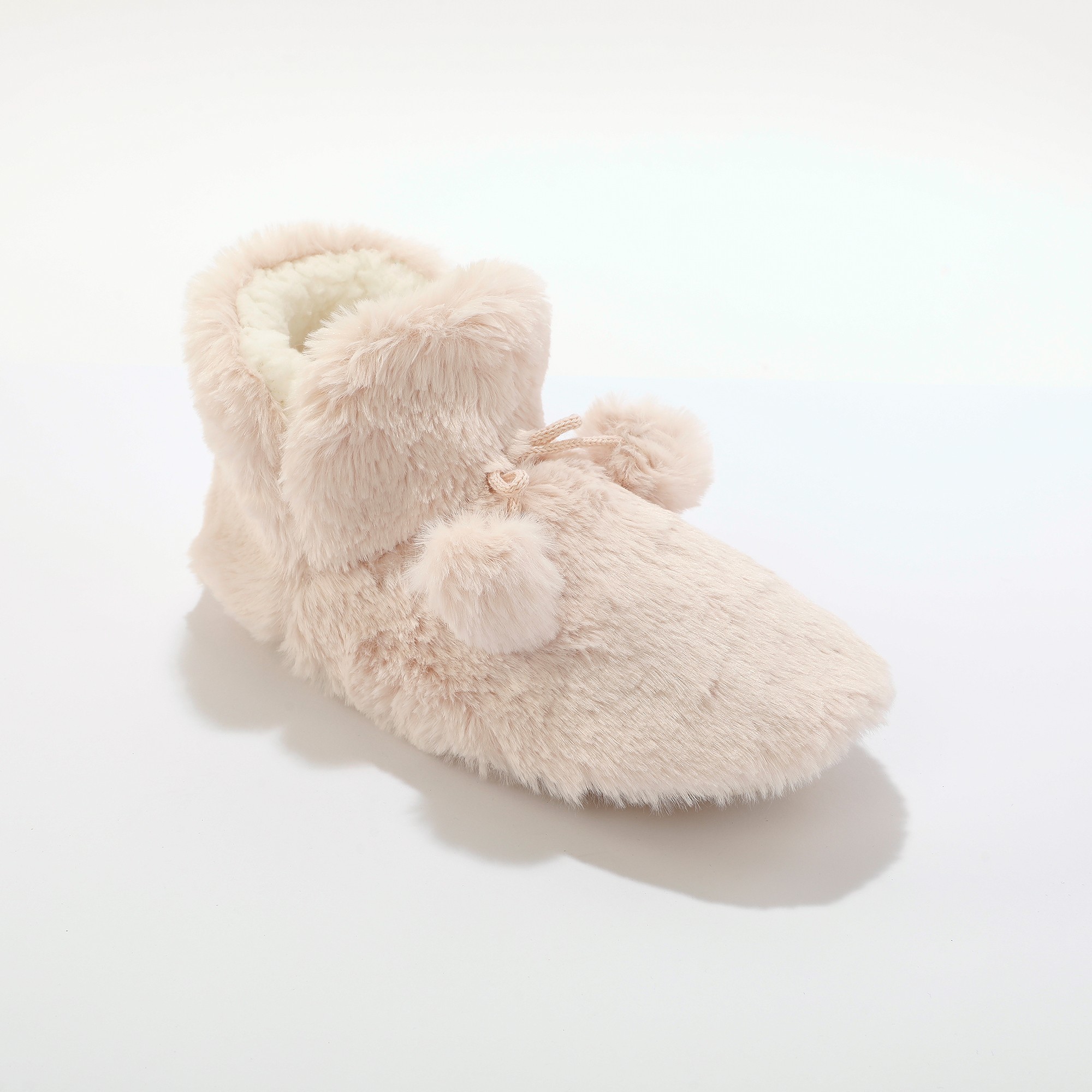 Chaussons Forme Botillon Avec Pompons Effet Fausse Fourrure - Blancheporte
