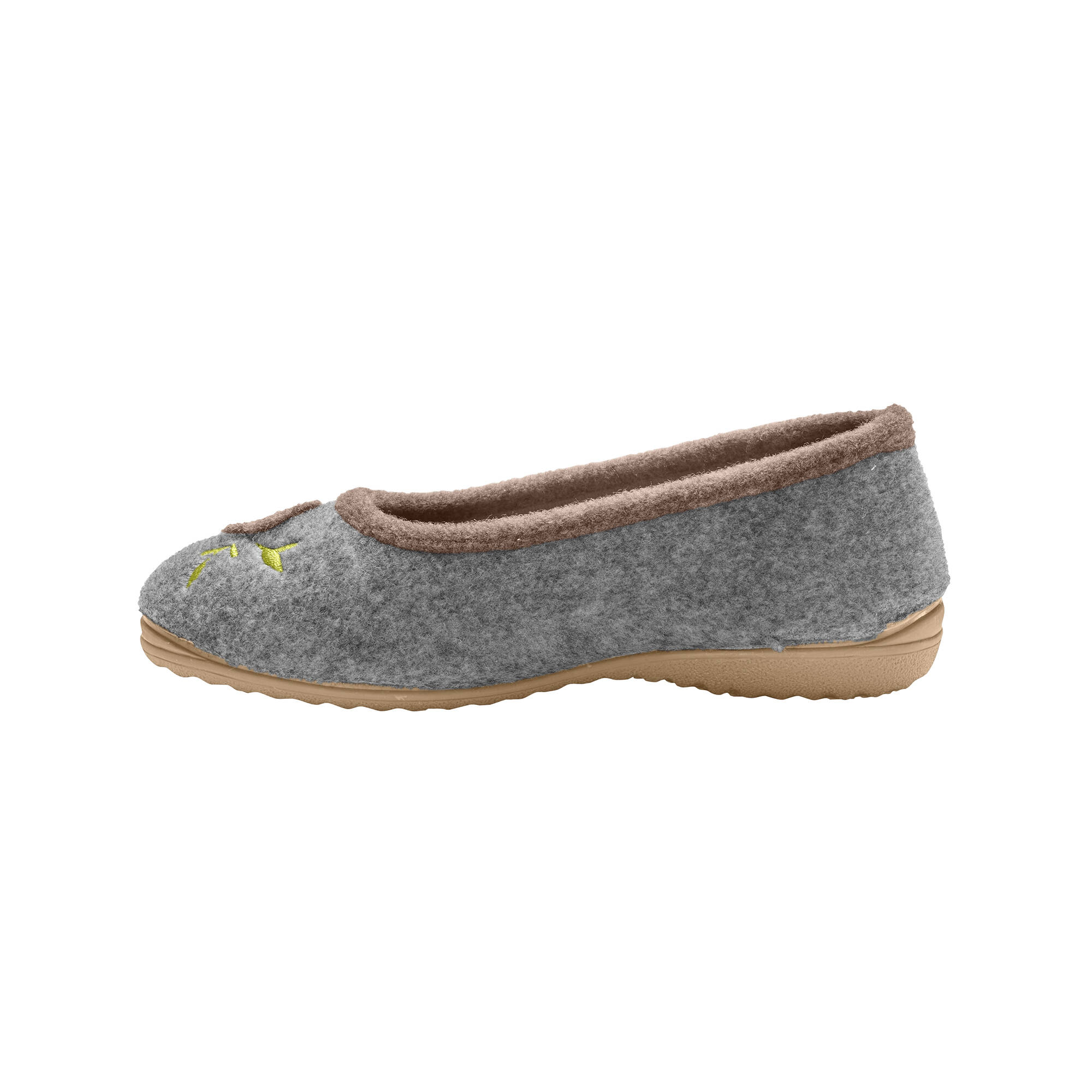 Chaussons ballerines feutrine avec fleur applique - Blancheporte 30 €