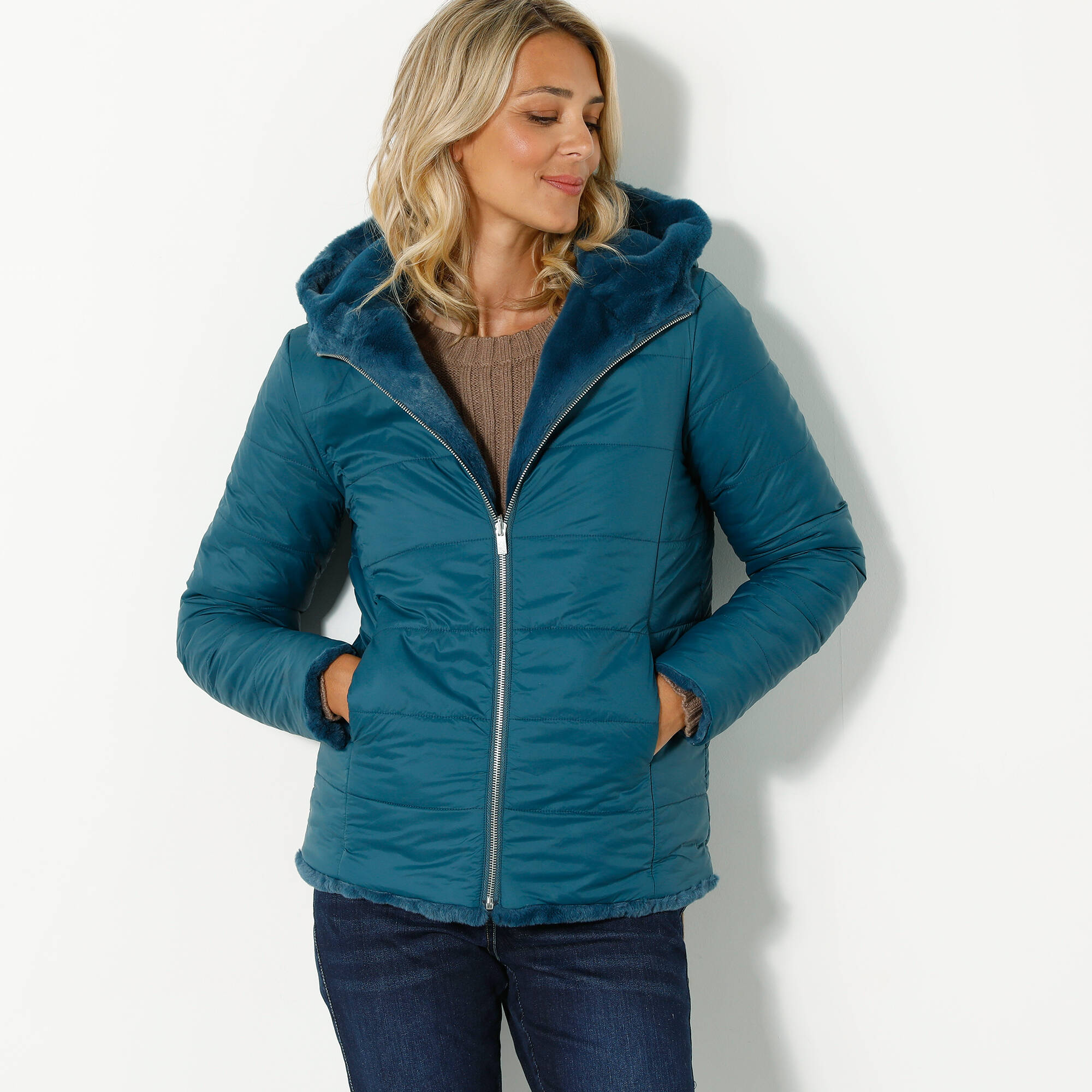 Veste fausse fourrure rversible en doudoune - Blancheporte 54$