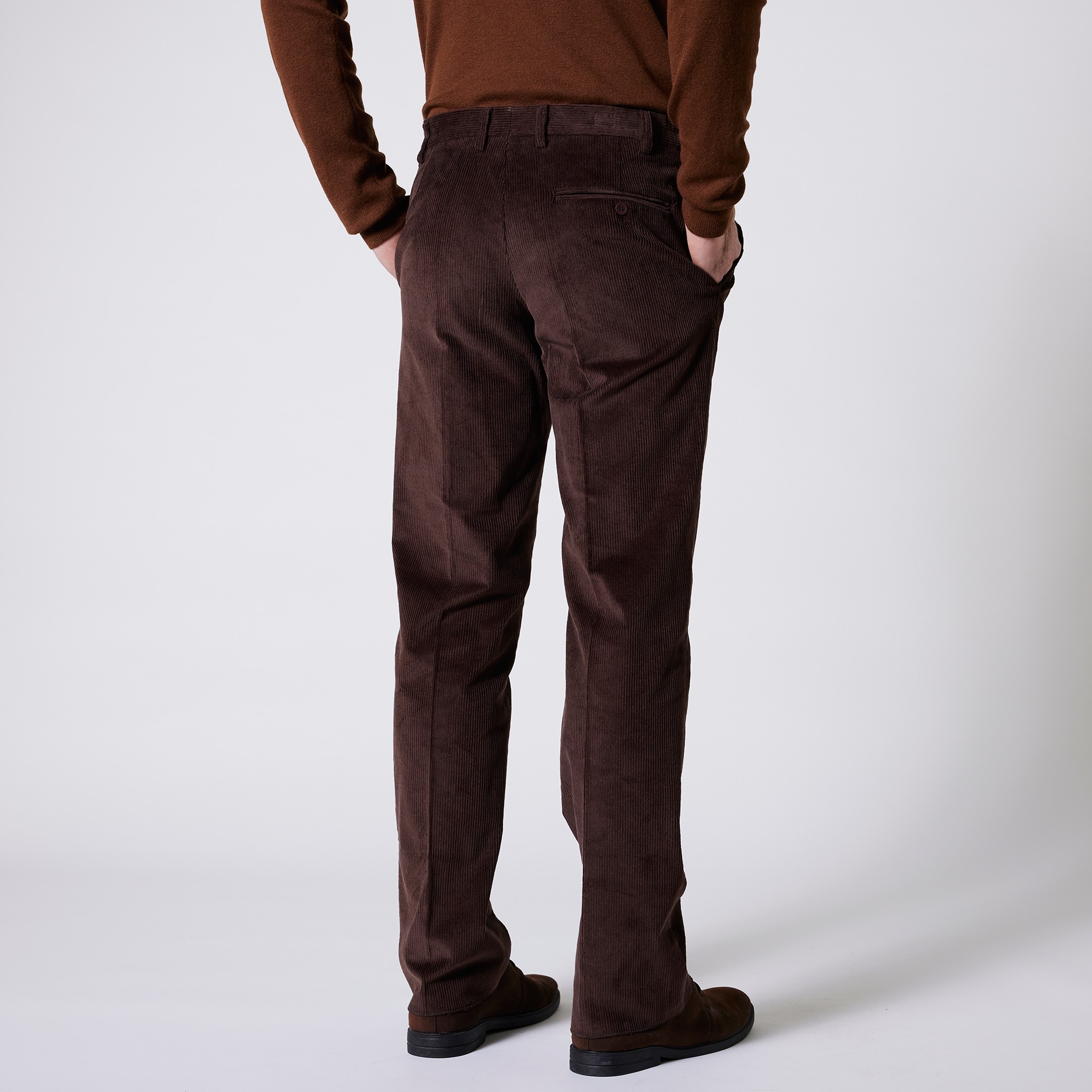 Pantalon velours taille lastiqu e sans pince ch taigne Blancheporte