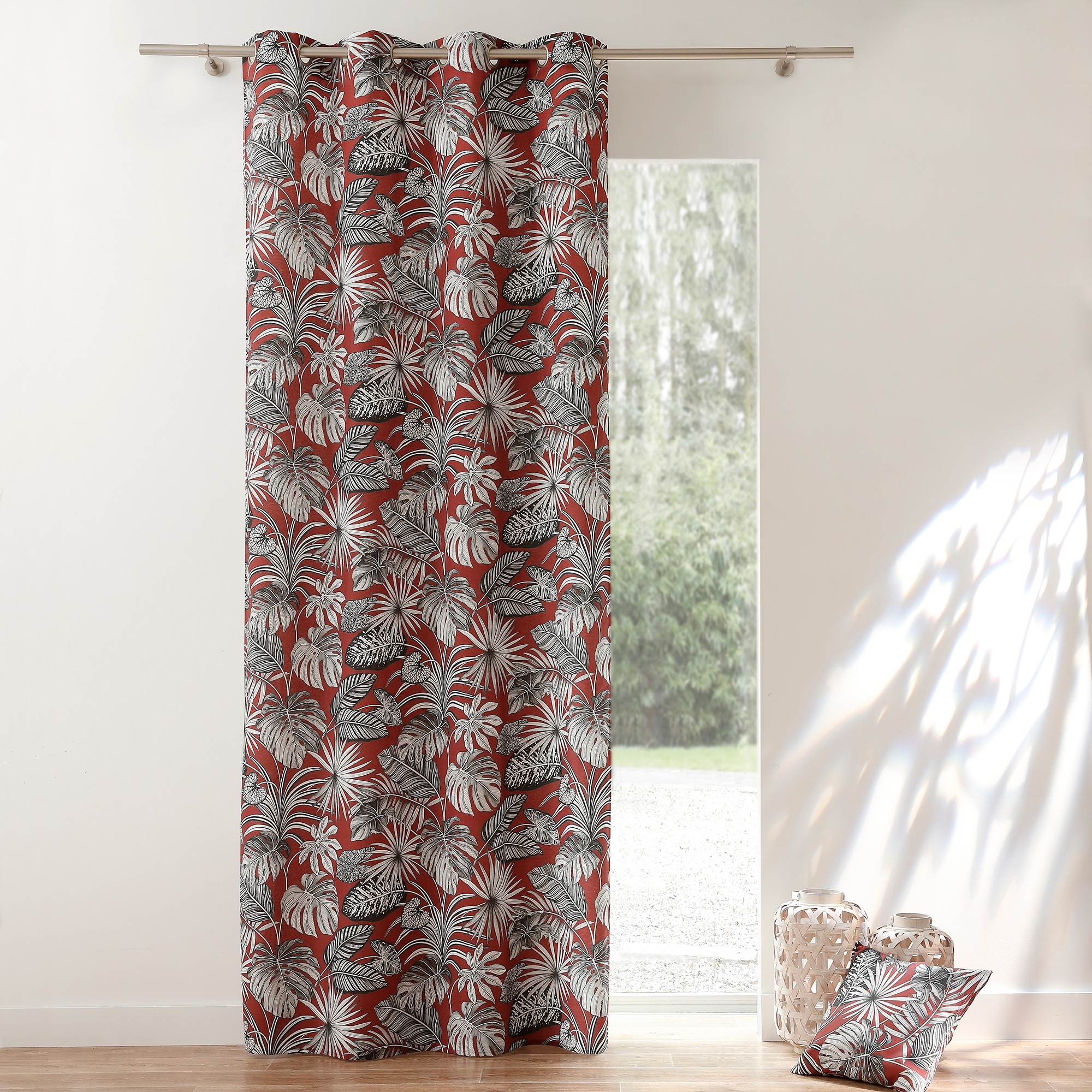 Rideau Oeillets Tamisant Imprimé Tropical - Blancheporte