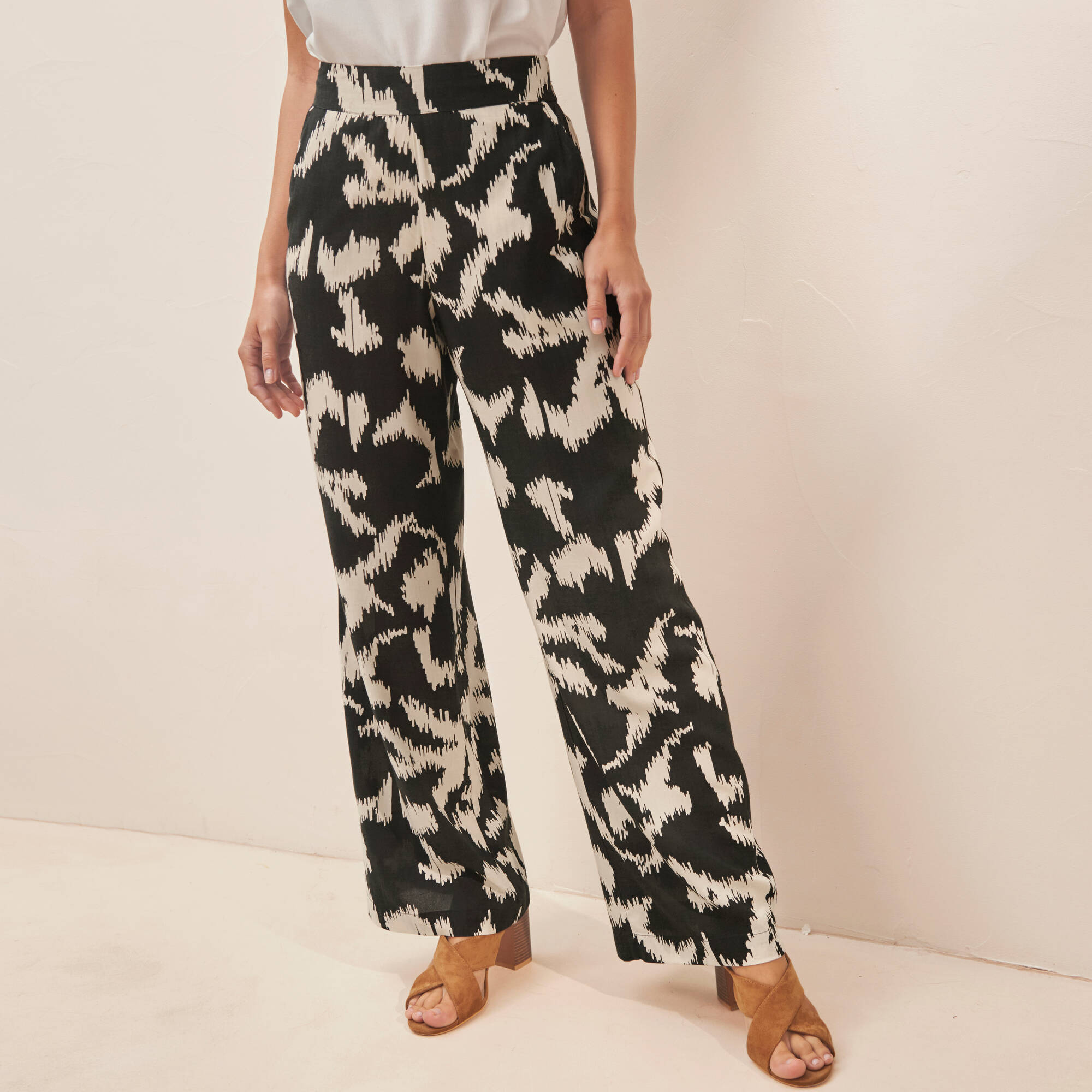 Pantalon large, imprimé - Blancheporte