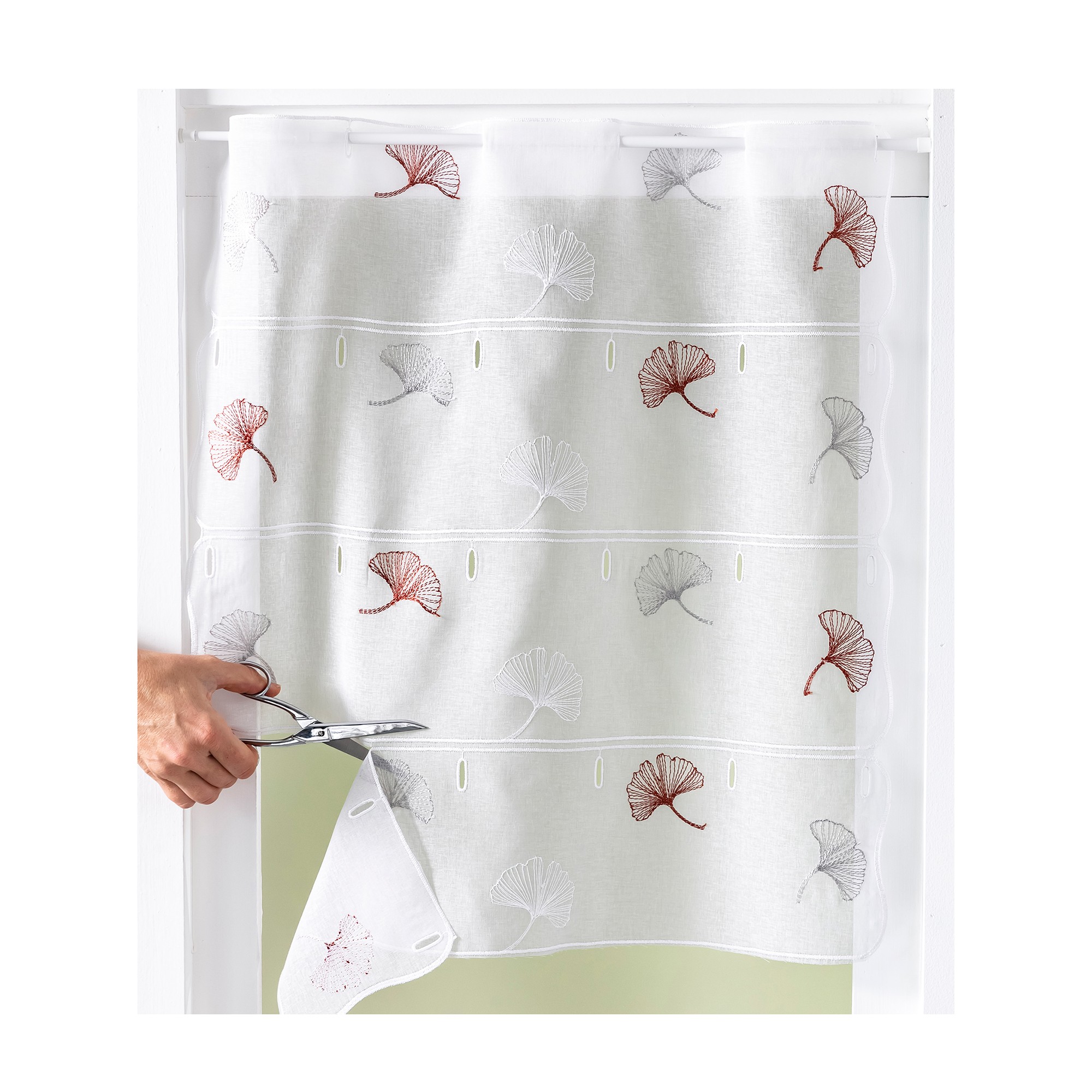 Rideau Modulable Hauteur Brodé Fleurs De Ginkgo - Blancheporte