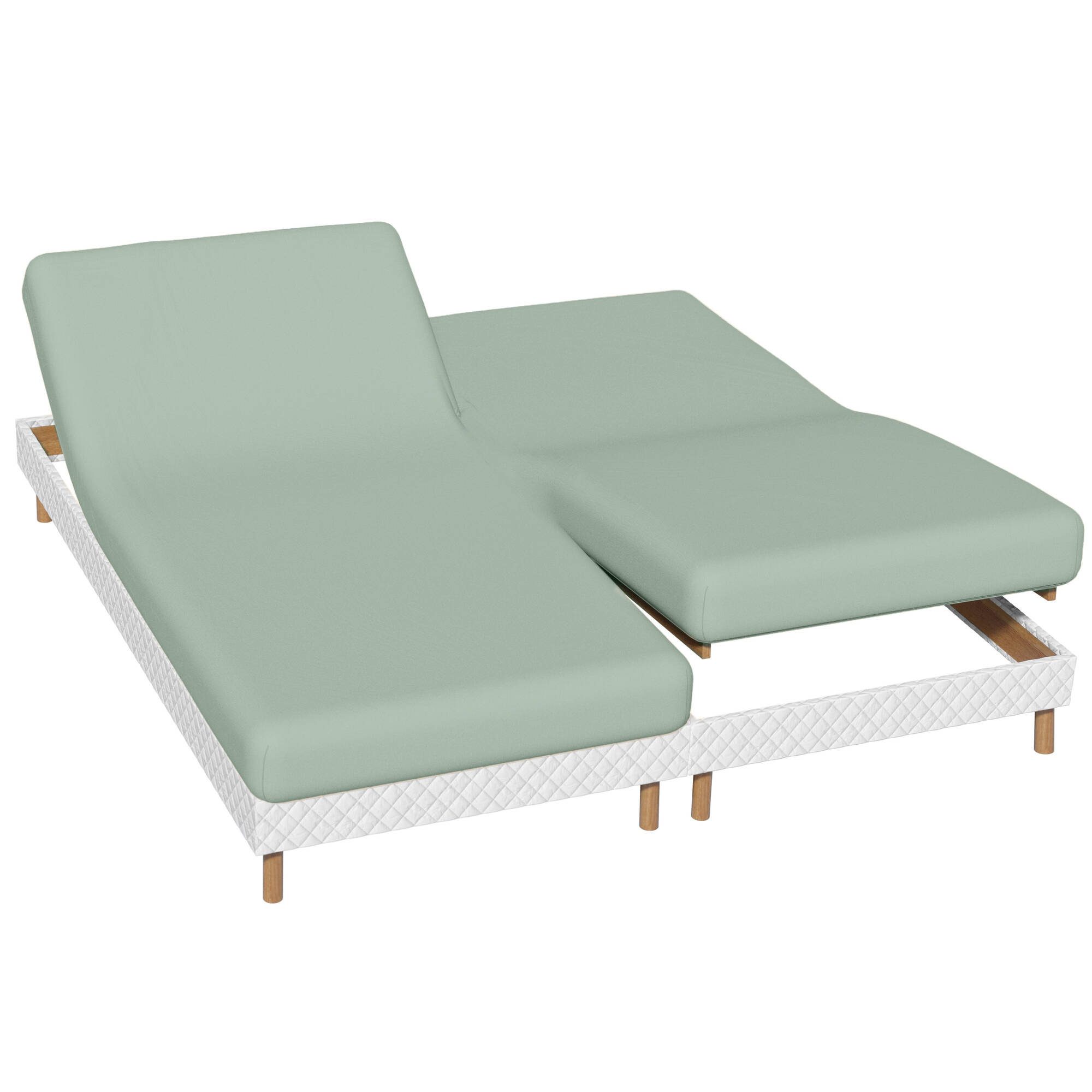 Drap-housse uni sommier articulé flanelle bonnets 26 cm - Blancheporte