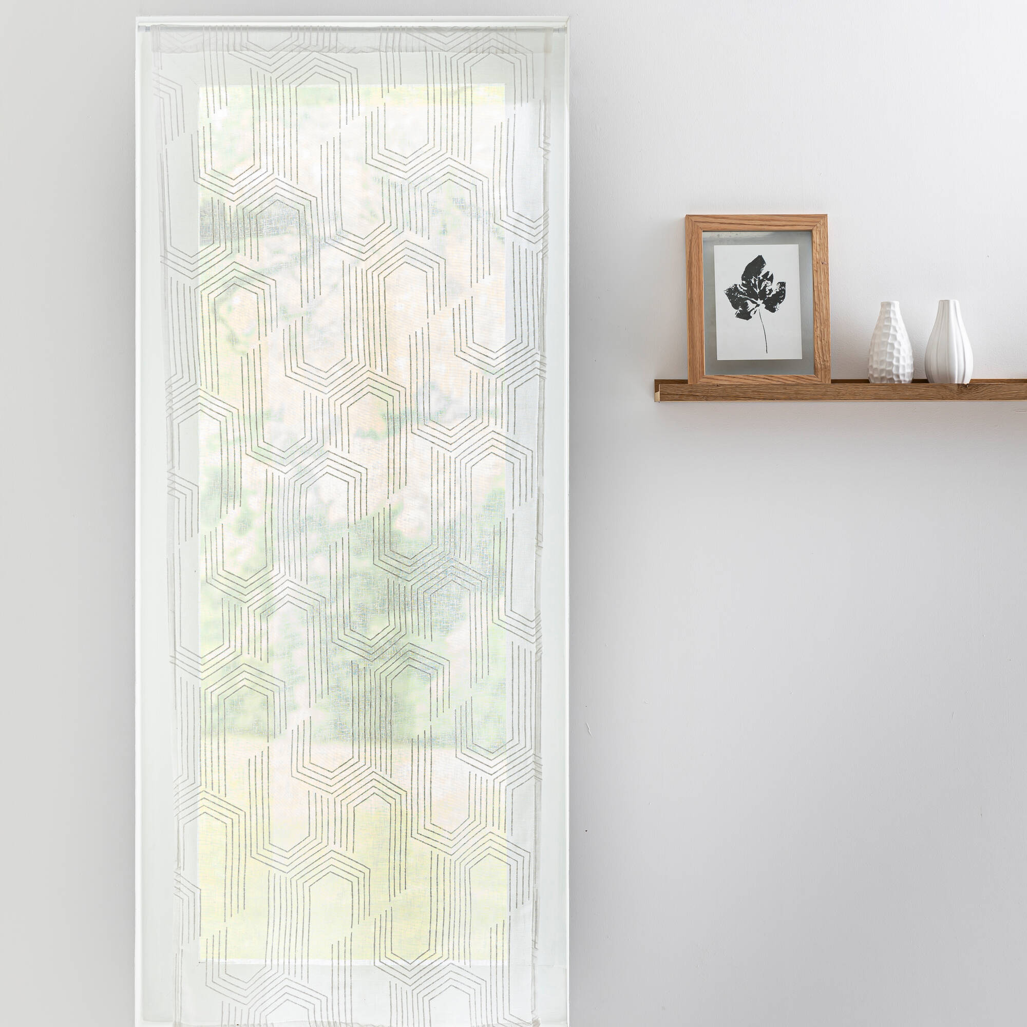 Vitrage Passe-tringle Motif Géométrique - Blancheporte