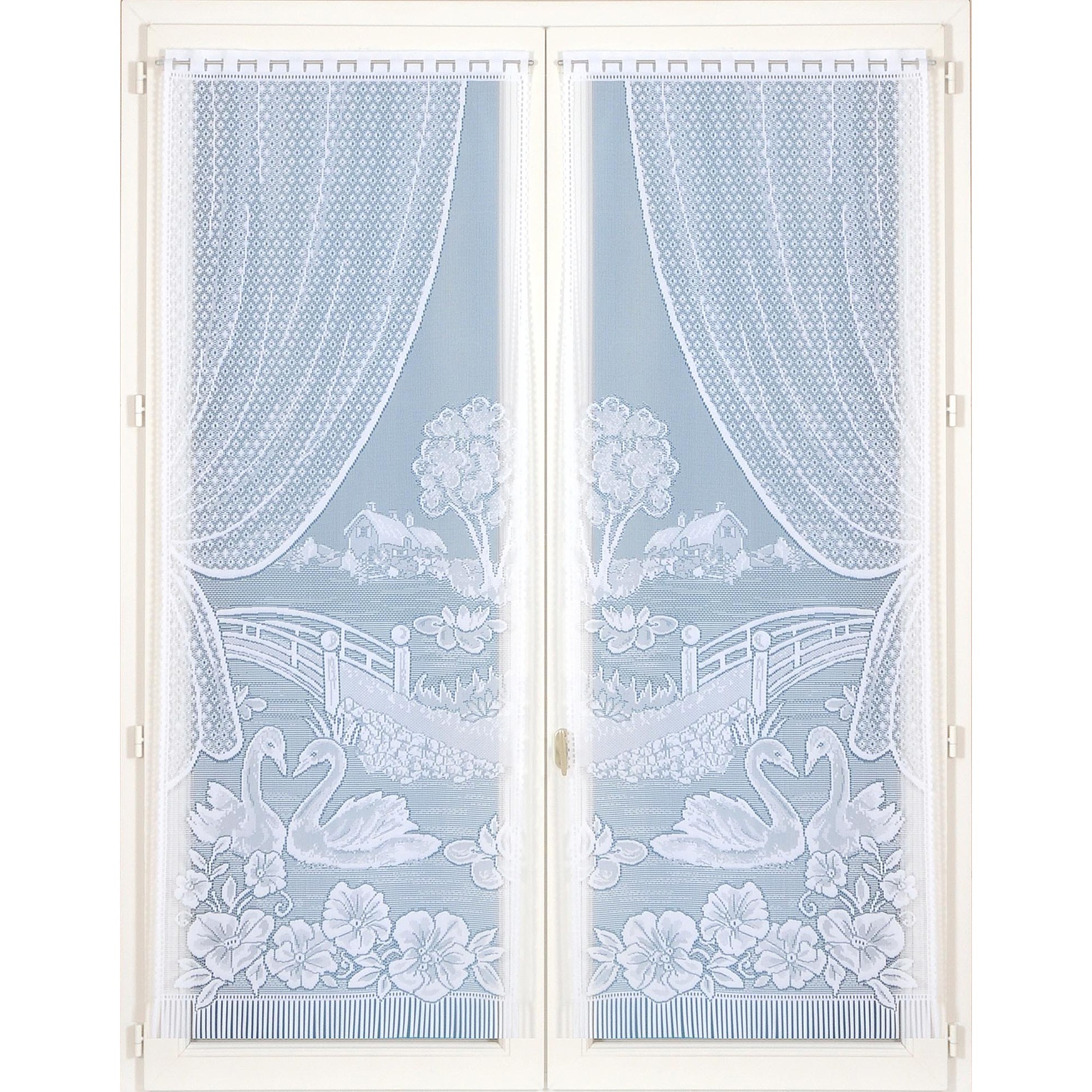 Vitrage Droit Motif Cygnes - Paire - Blancheporte