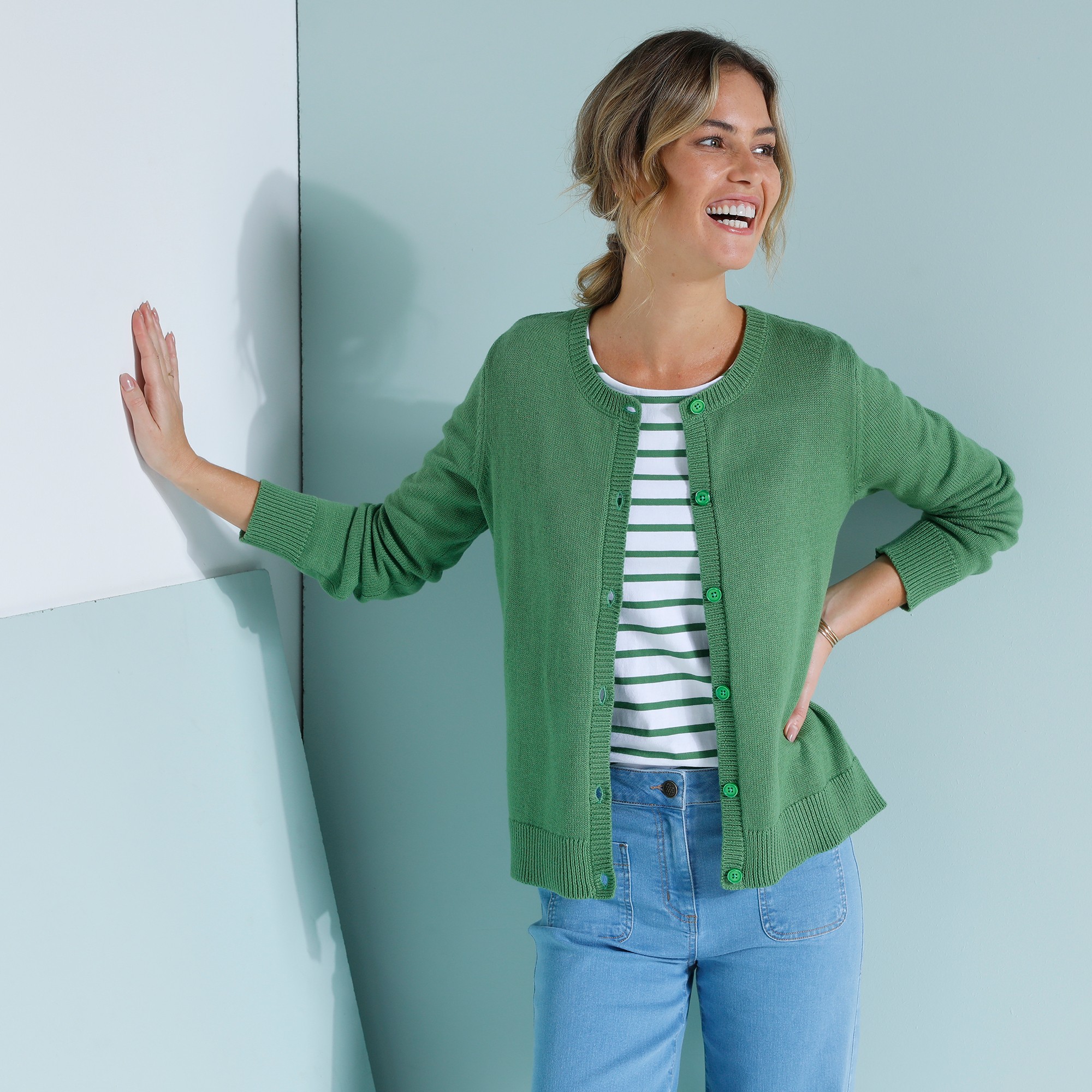 Cardigan Boutonné, Coton Mélangé - Blancheporte