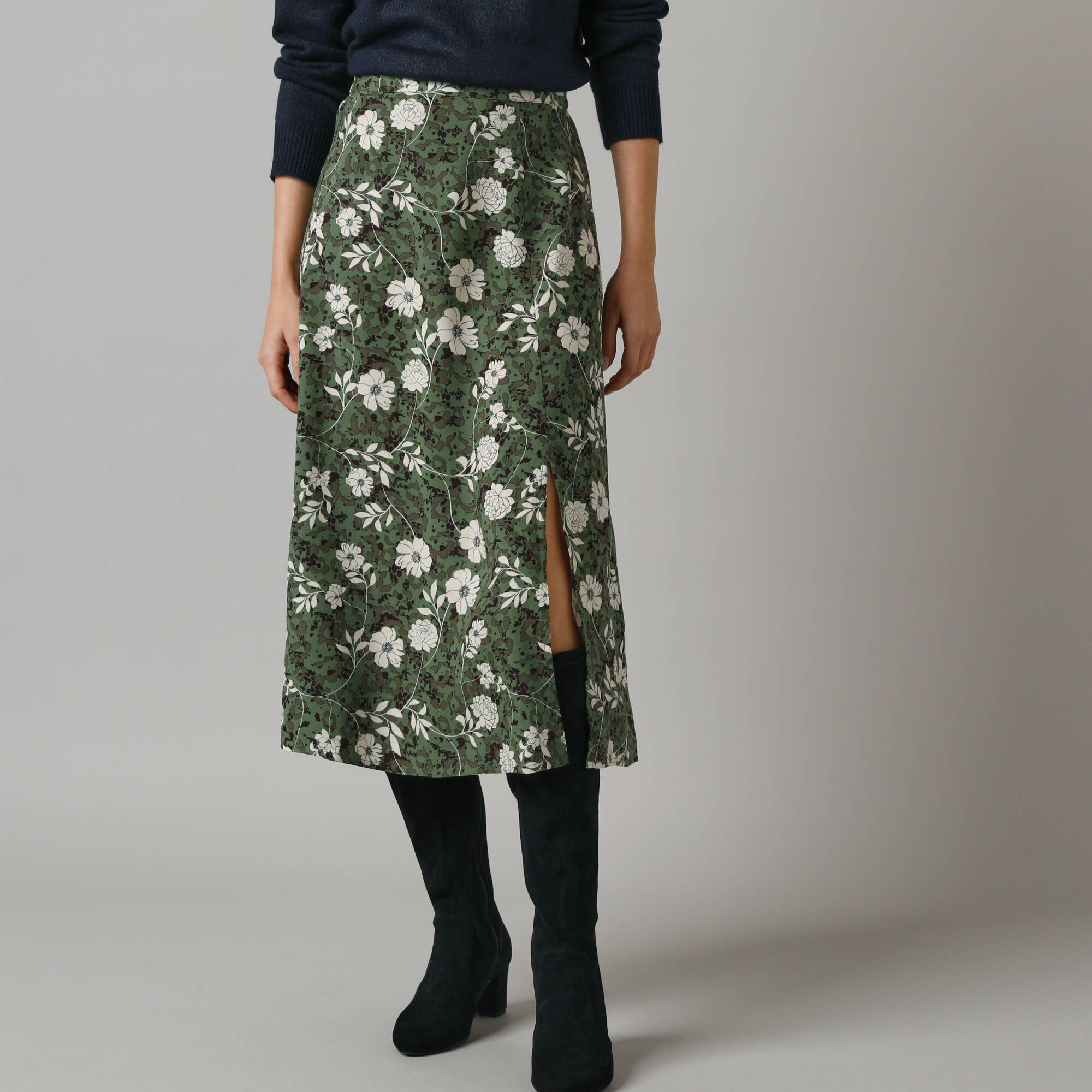 Jupe longue avec fente imprim floral - Blancheporte 8 €