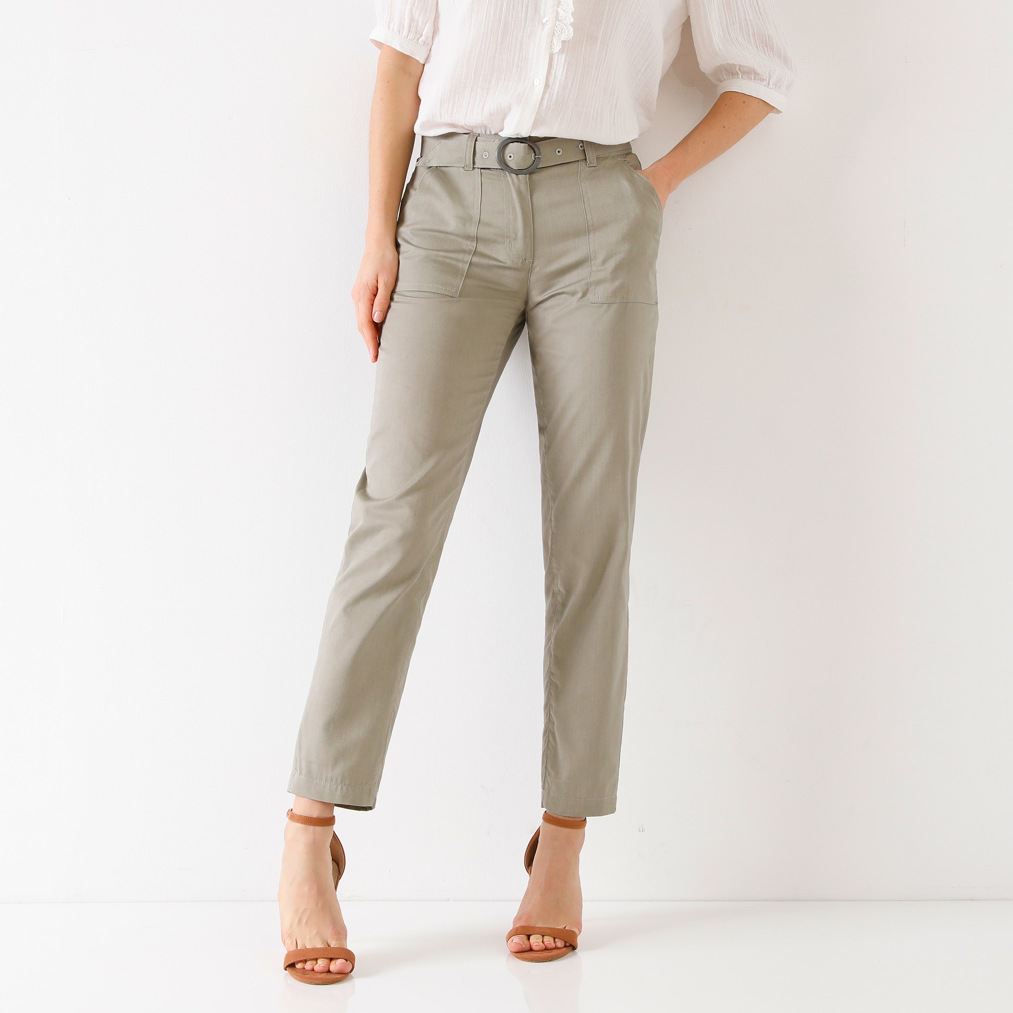 Pantalon Droit Avec Ceinture À Boucle - Blancheporte