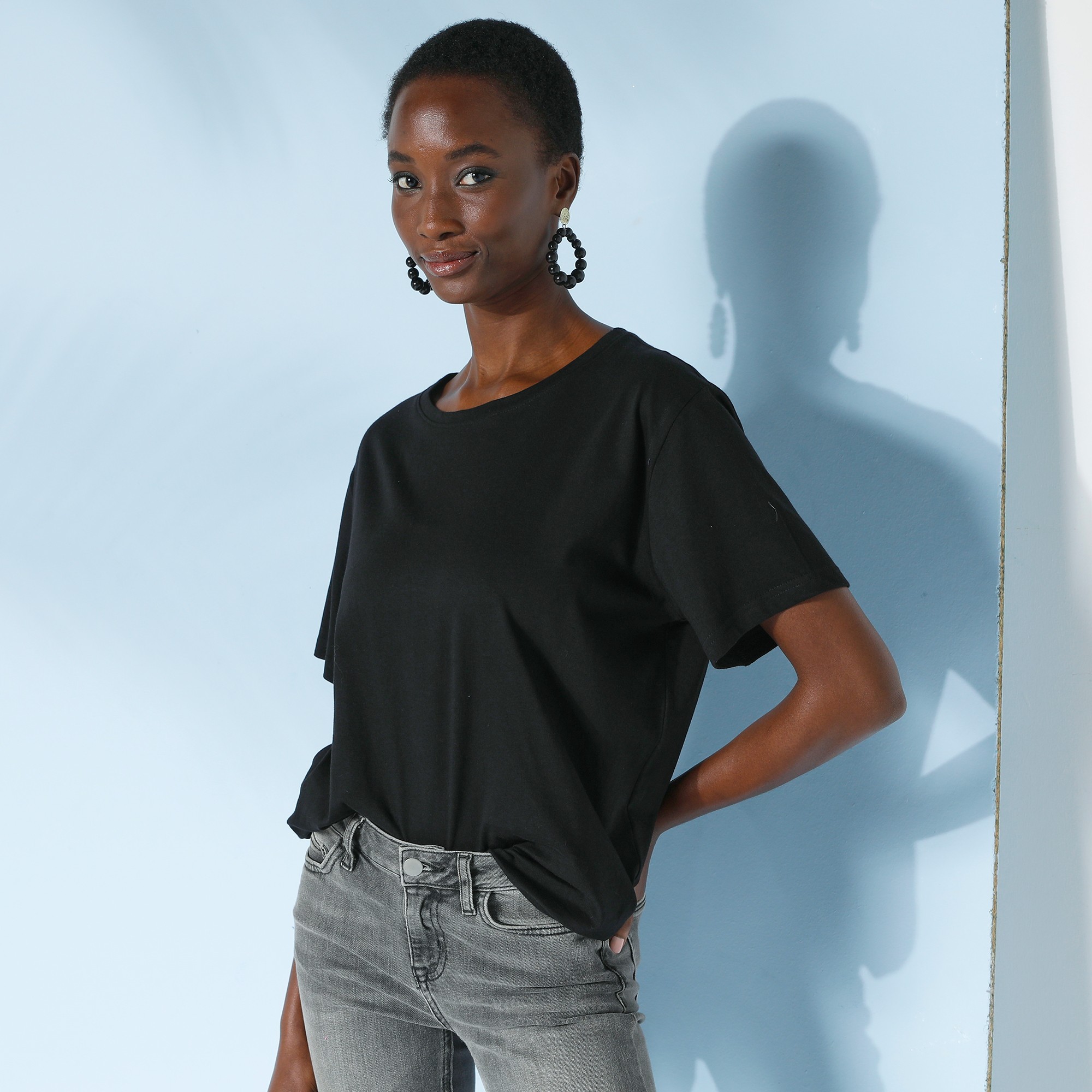 T-shirt loose En Coton, Uni - Blancheporte