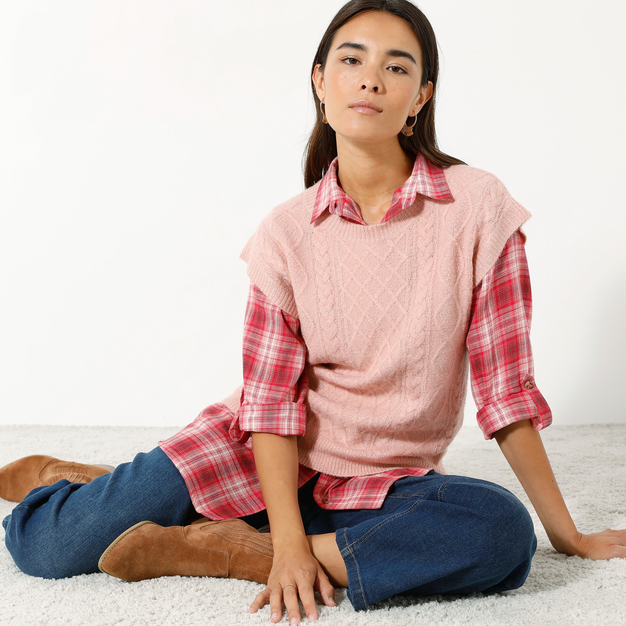 Pull Torsadé Sans Manches, Épaules Tombantes - Blancheporte