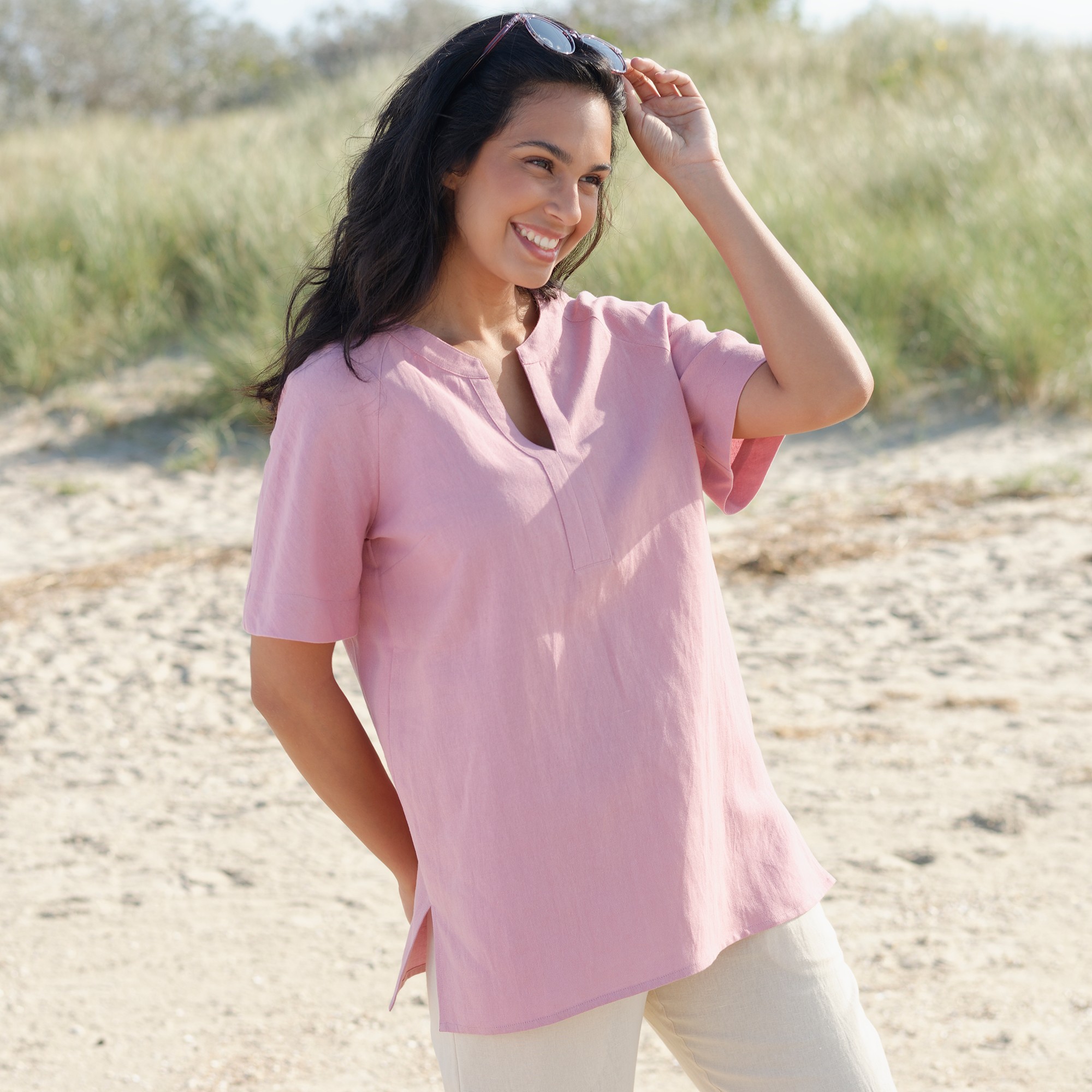 Tunique Légère Lin-coton, Col Tunisien - Blancheporte