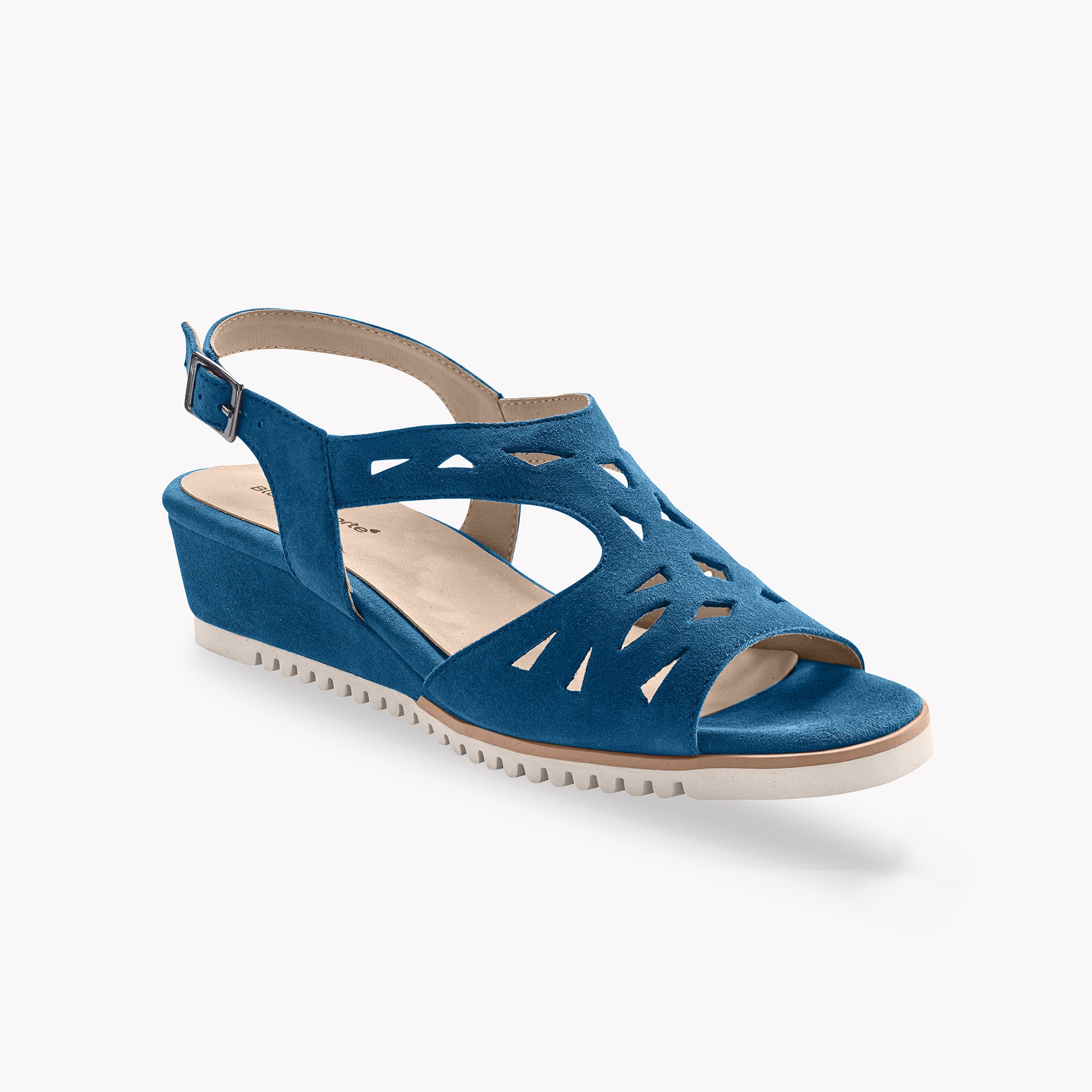 Sandales Ajourées En Croûte De Cuir - Marine - Blancheporte