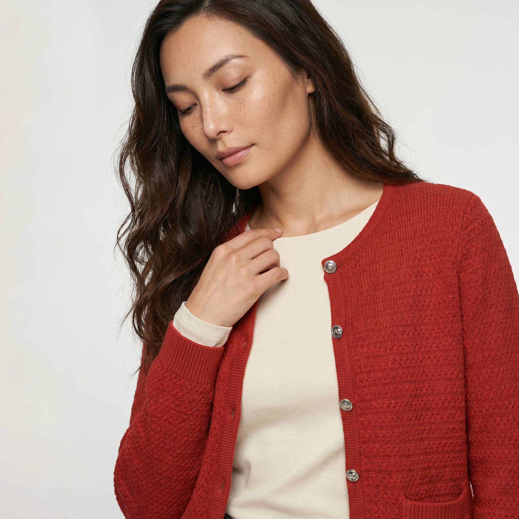 Cardigan uni maille fantaisie - Blancheporte 22$